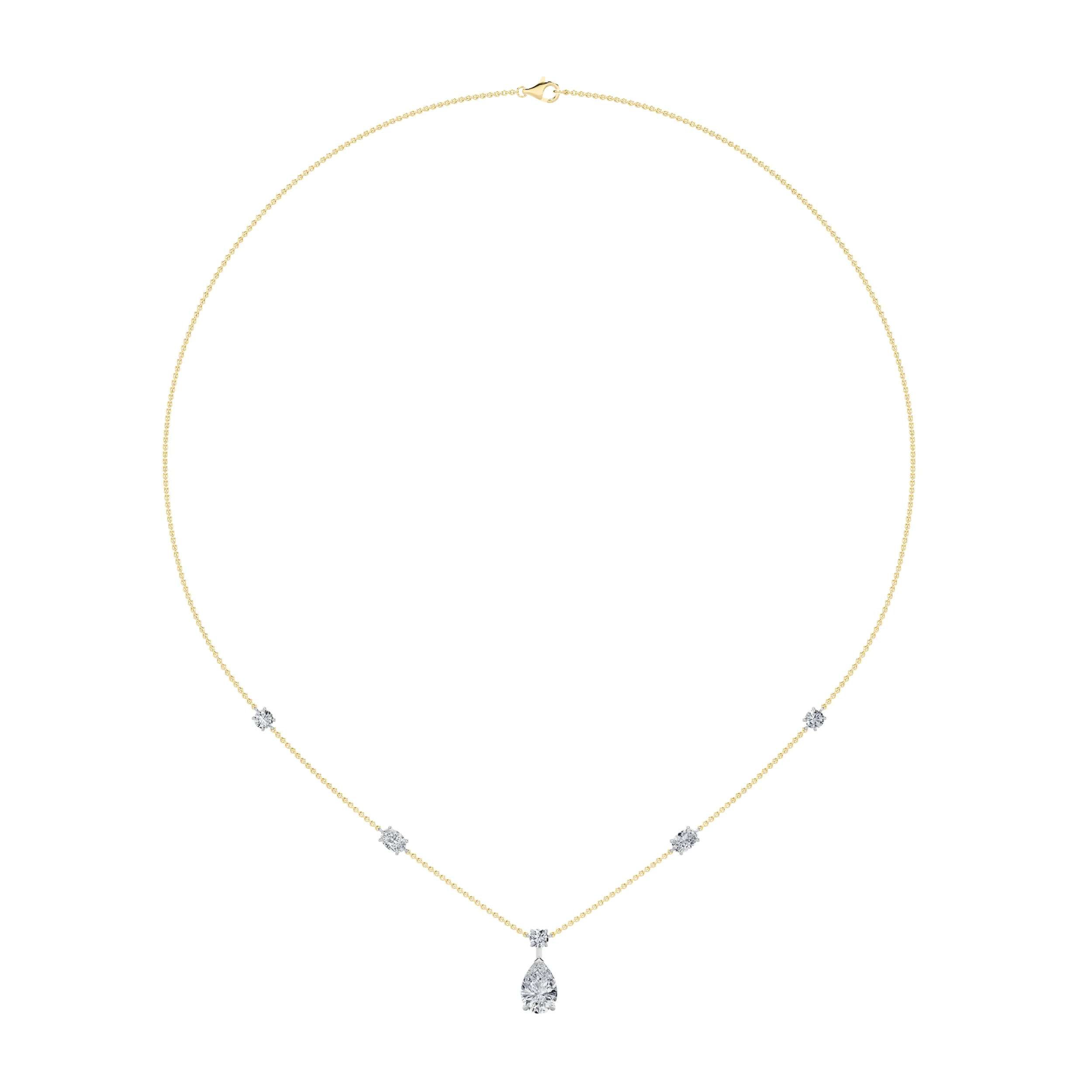 Anhelo de Alba, 3 ct tw pear lab grown diamond necklace in 14K yellow gold (front view)
