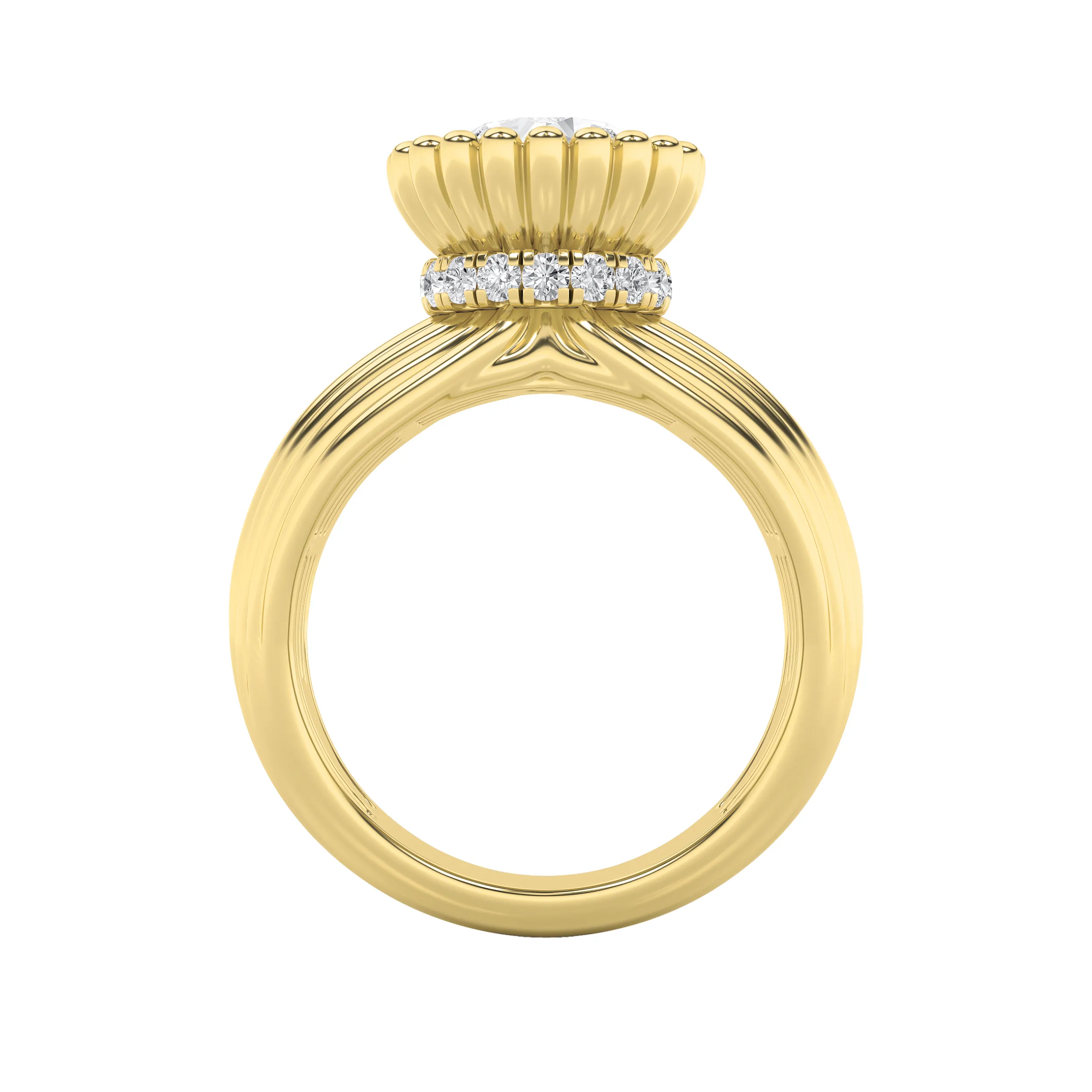 Gracia de Piedra lab grown diamond ring, detail of the round diamond