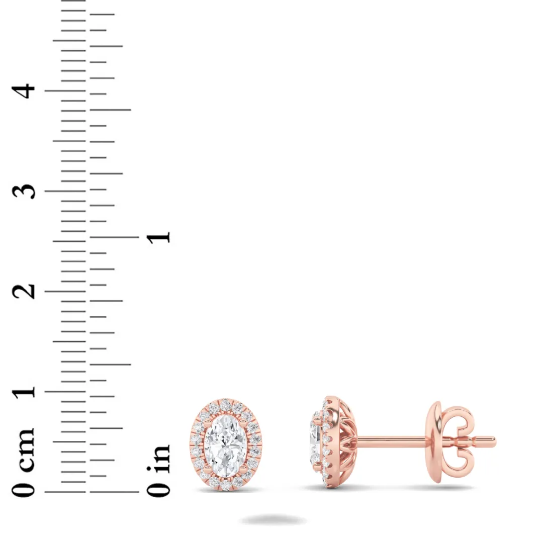 Perla Perpetua lab grown diamond earrings, detail of the oval diamond