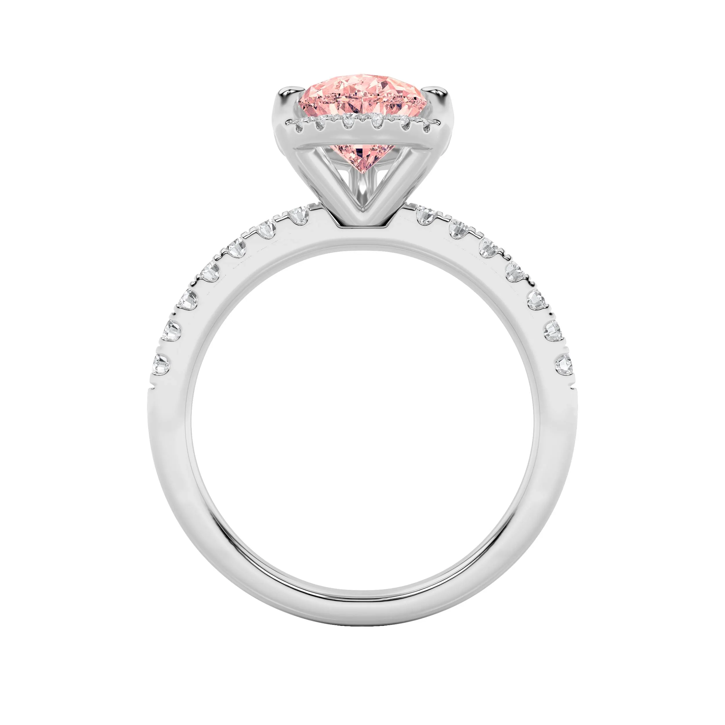 Memoria del Umbral lab grown diamond ring, detail of the pear diamond