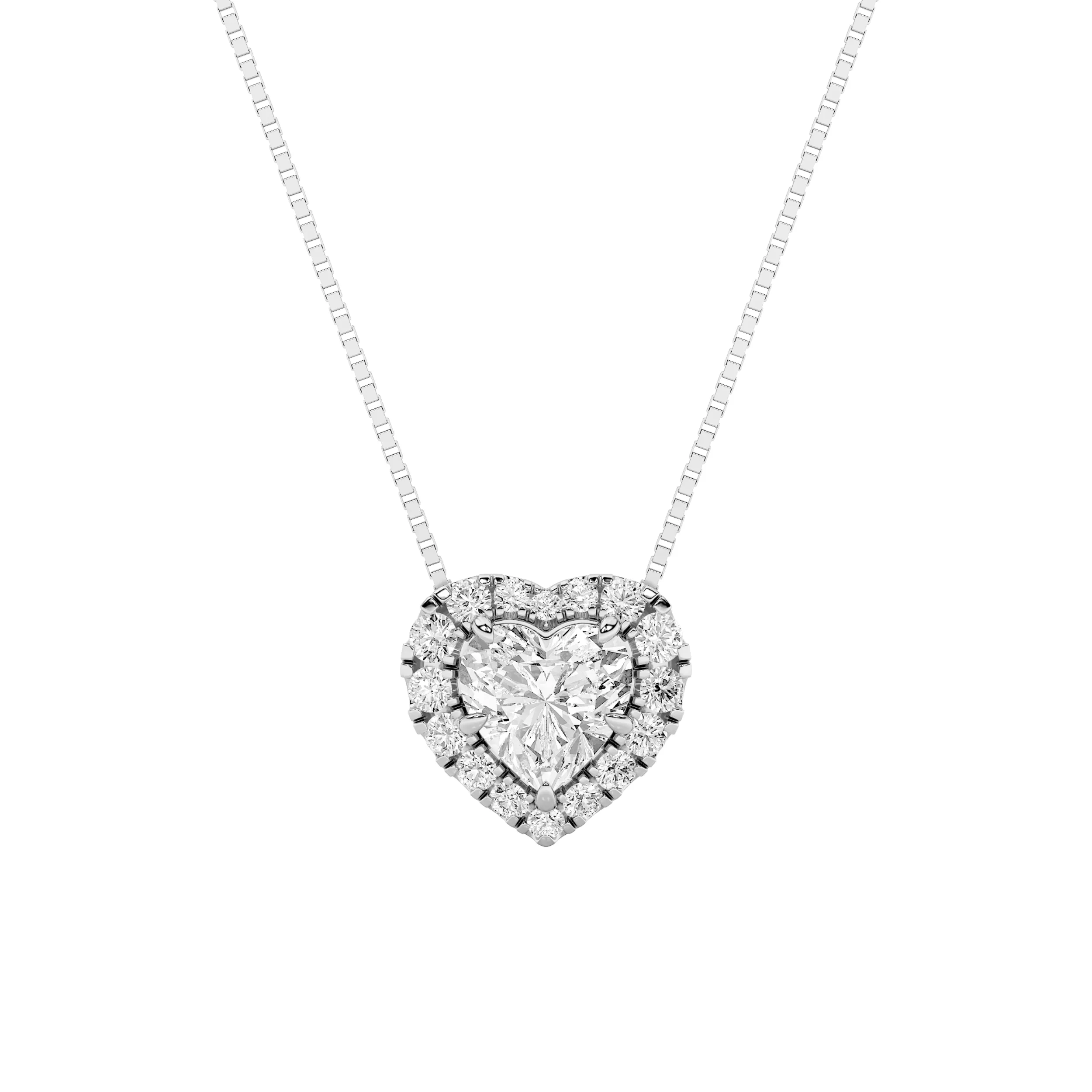 Amanecer de Mar, 1.25 ct tw heart lab grown diamond necklace in 14K rose gold (front view)