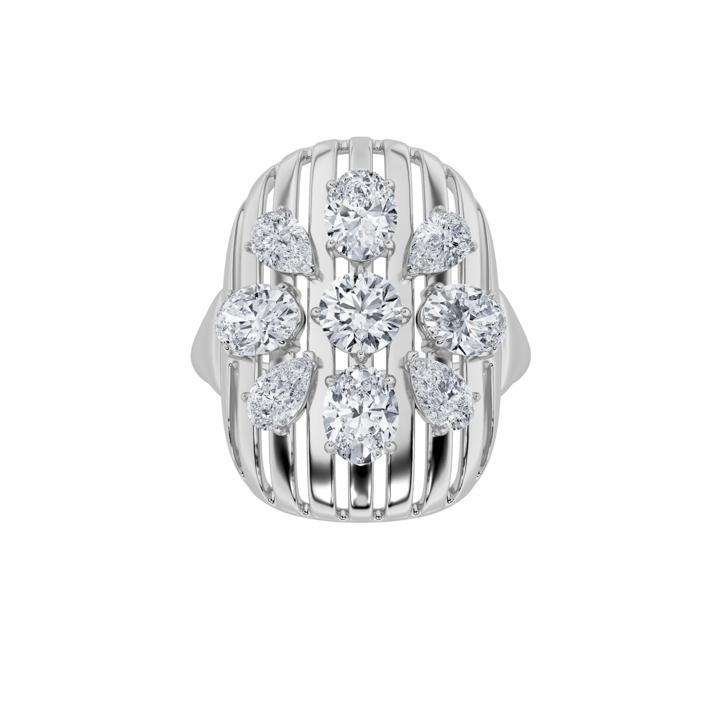 Aurora Velada, 2 ct tw round lab grown diamond ring in 14K gold (front view)