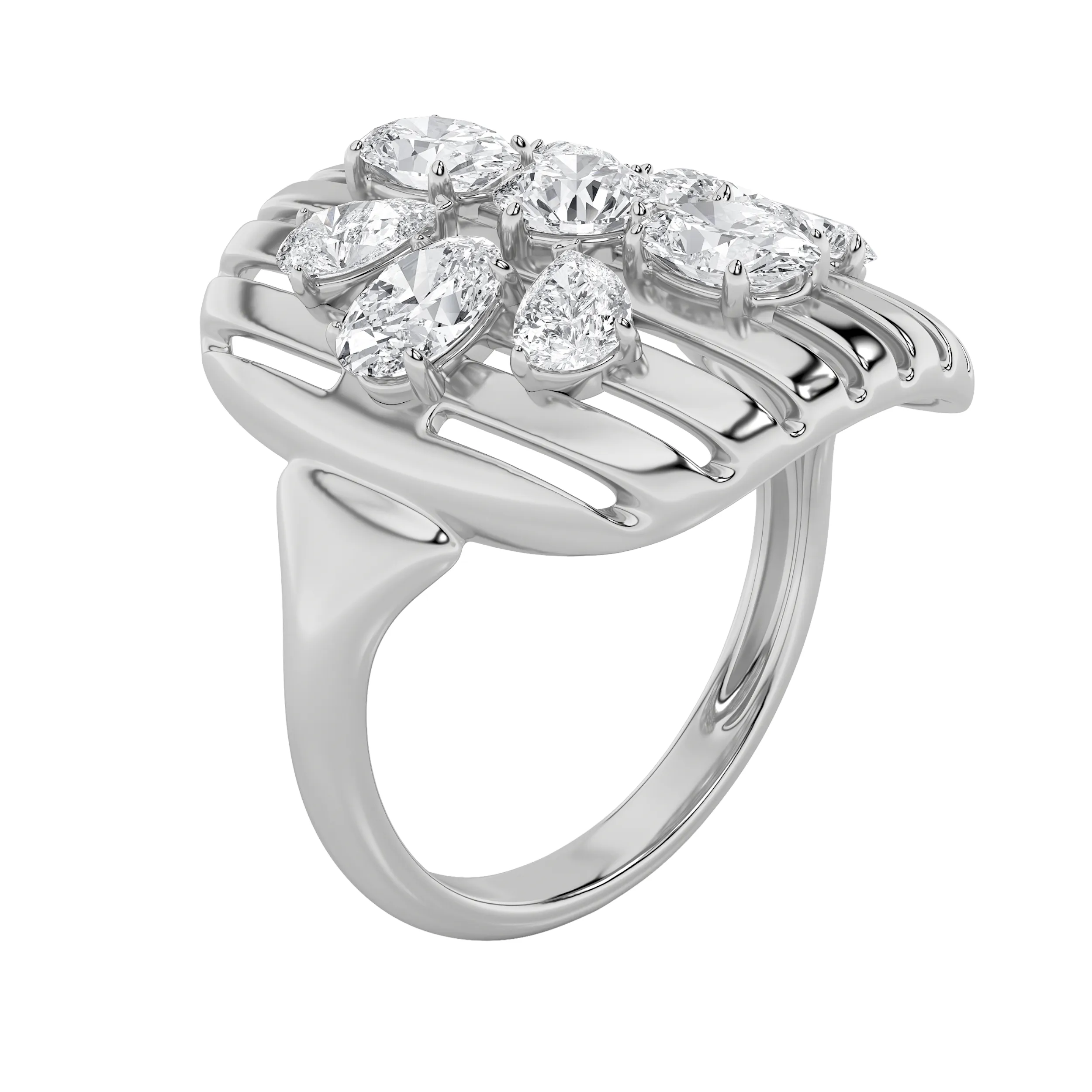 Aurora Velada lab grown diamond ring, side profile
