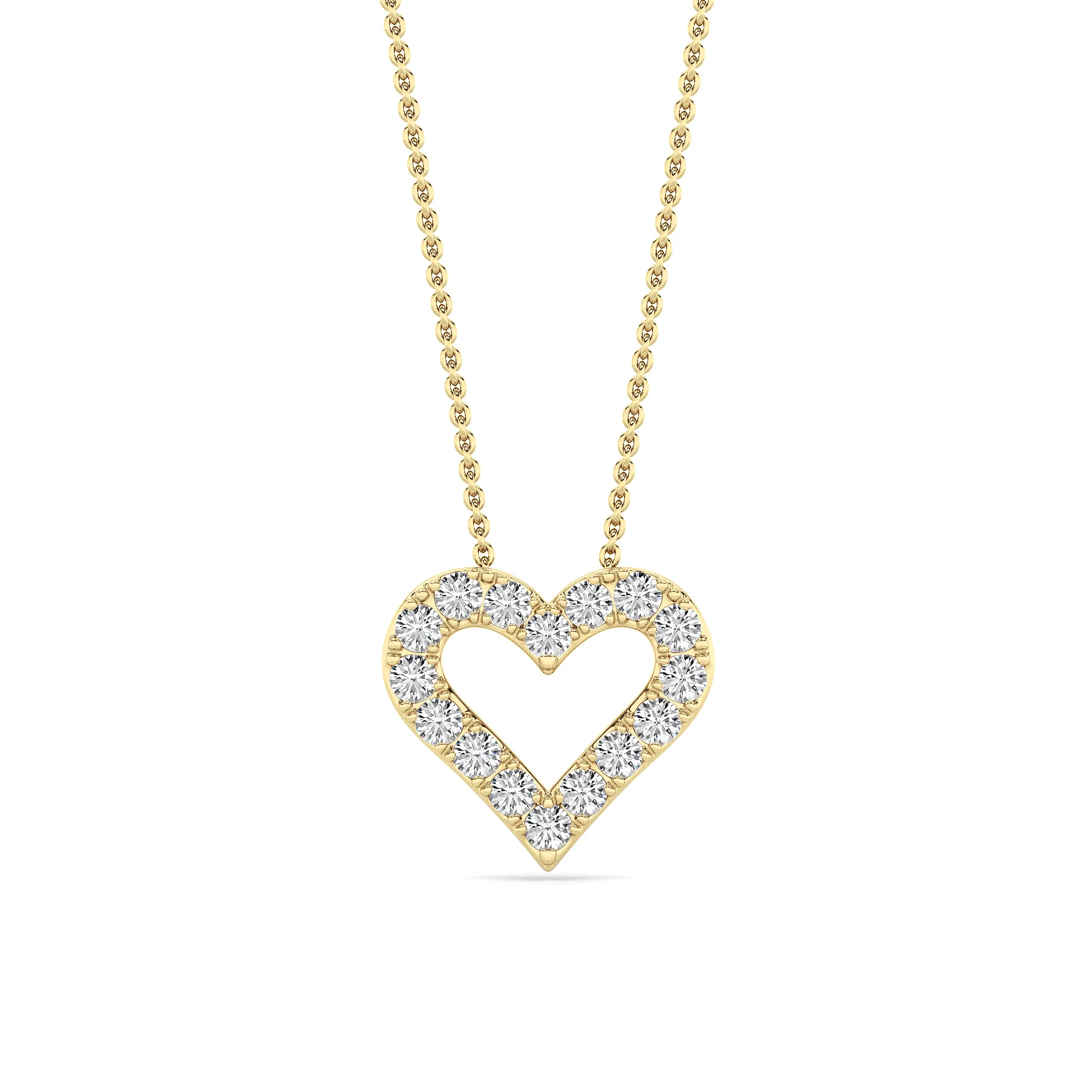 Hilo de Silencio, 0.75 ct tw round lab grown diamond necklace in 14K gold (front view)