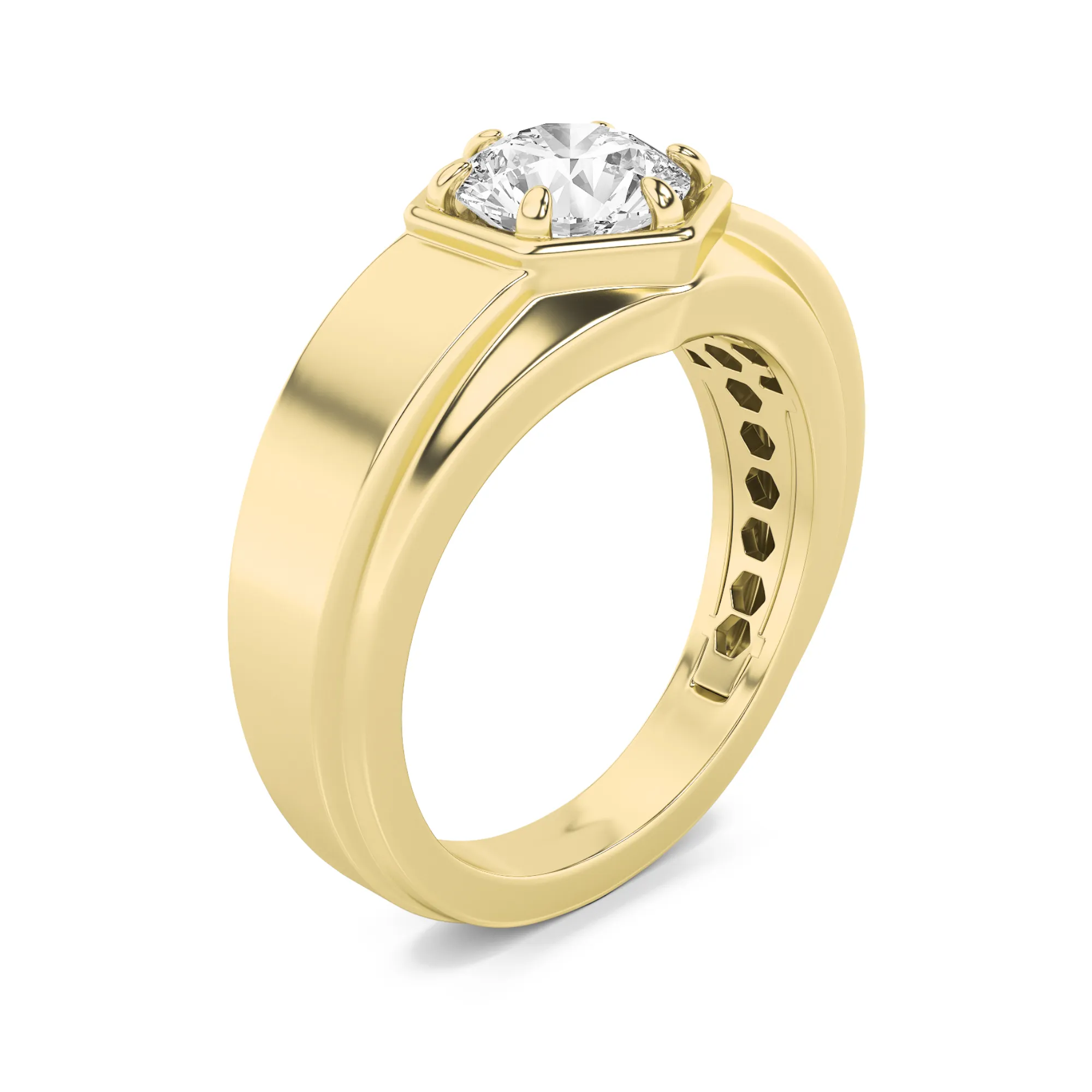Resplandor Sonoro lab grown diamond men’s ring, side profile