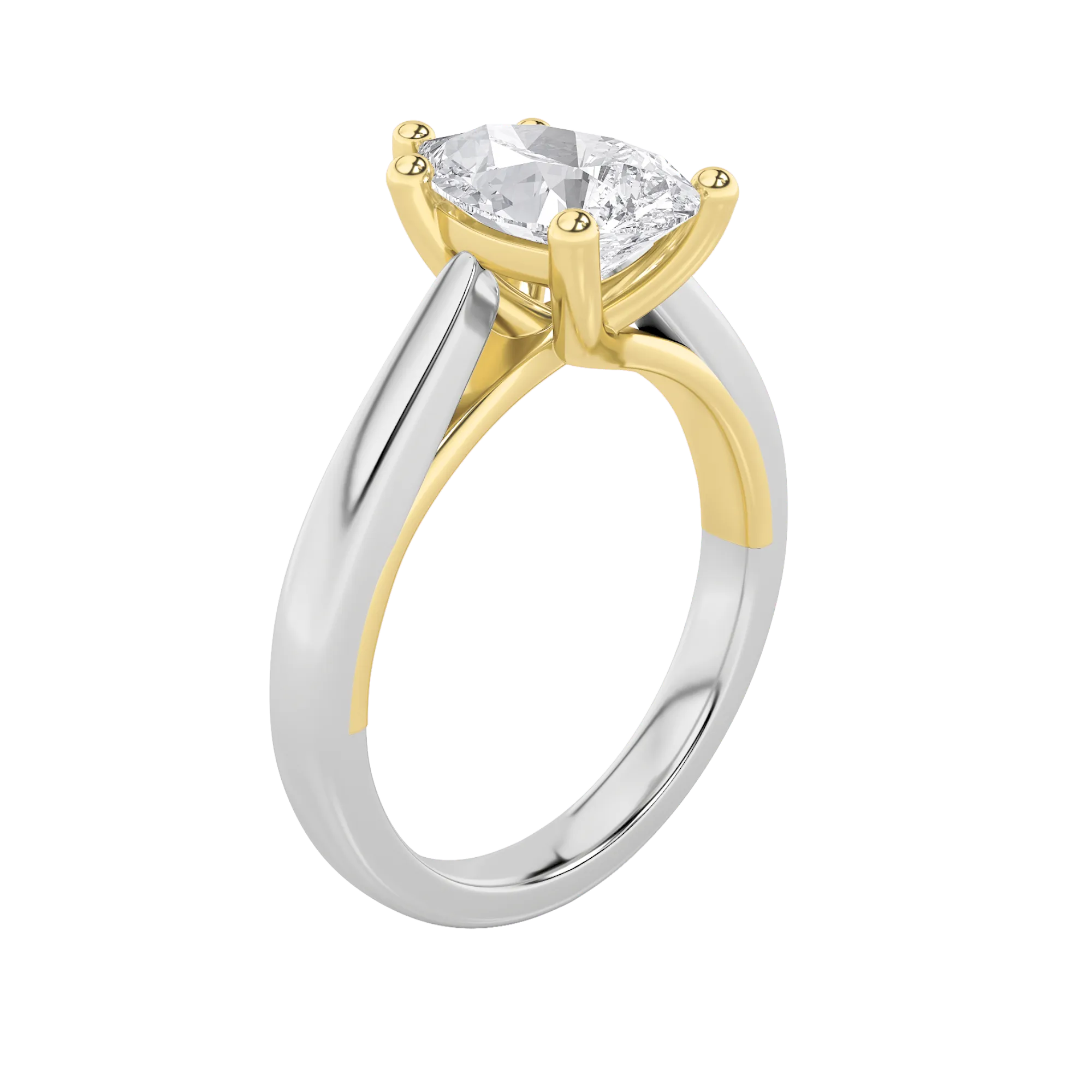 Corona de Espuma lab grown diamond ring, detail of the pear diamond