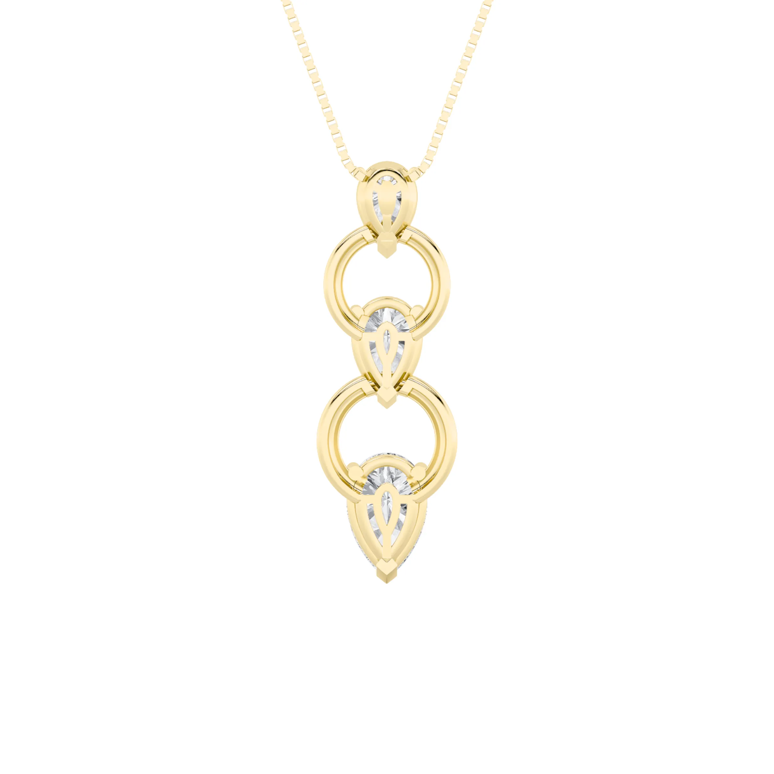 Tesoro Raro lab grown diamond necklace, detail of the pear diamond