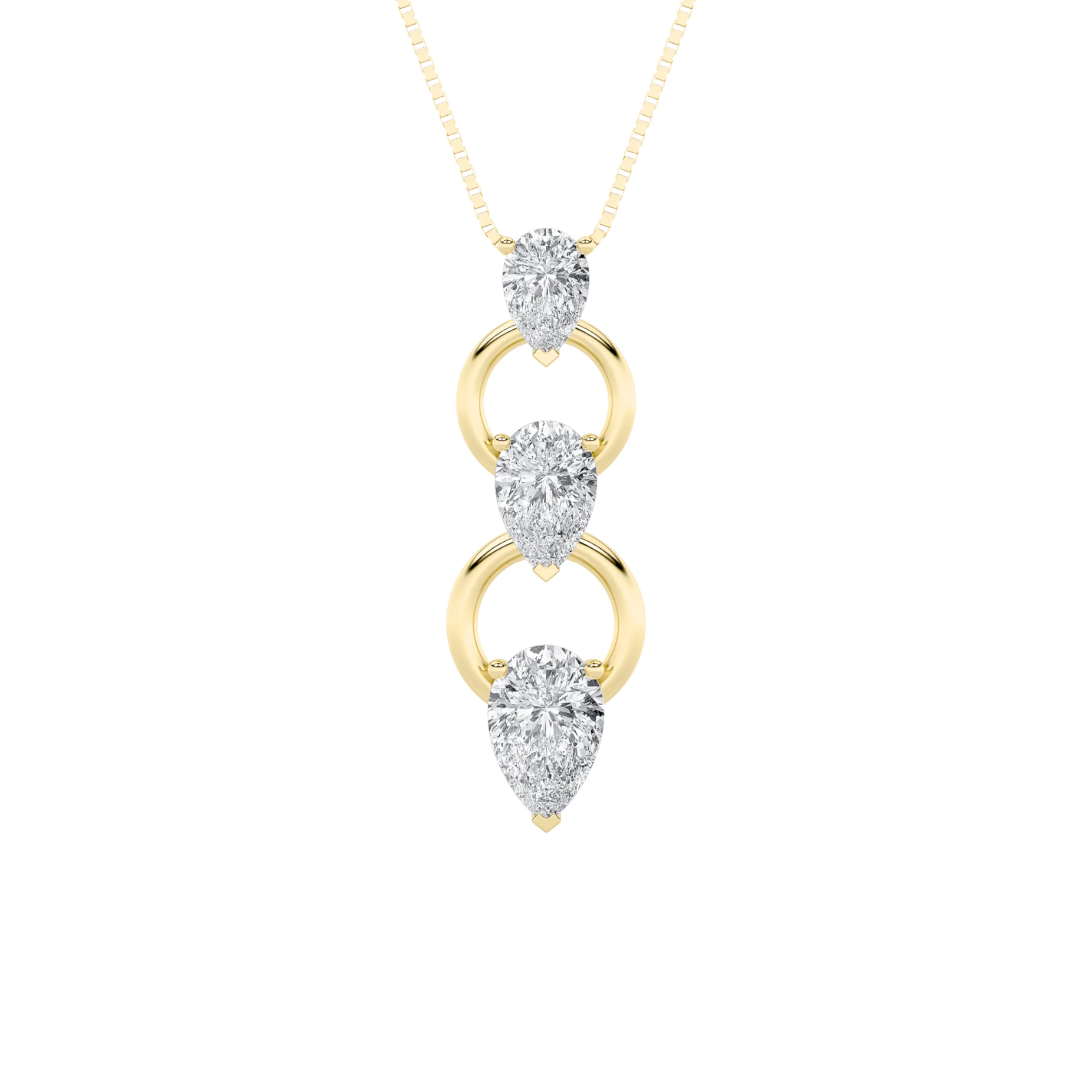 Tesoro Raro, 2 ct tw pear lab grown diamond necklace in 14K white gold (front view)
