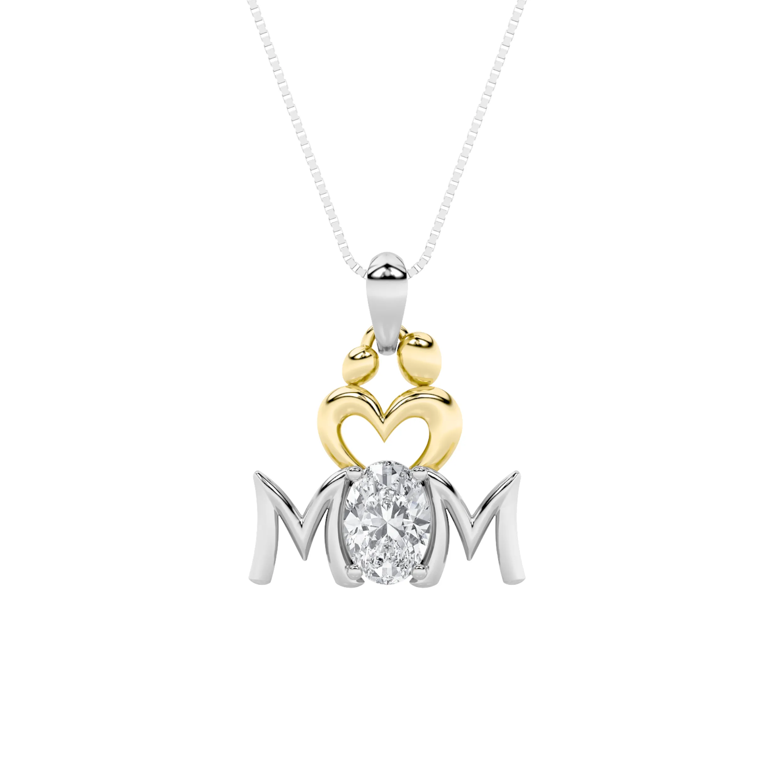 Memoria de Gracia, 1 ct oval lab grown diamond necklace in 14K gold (front view)