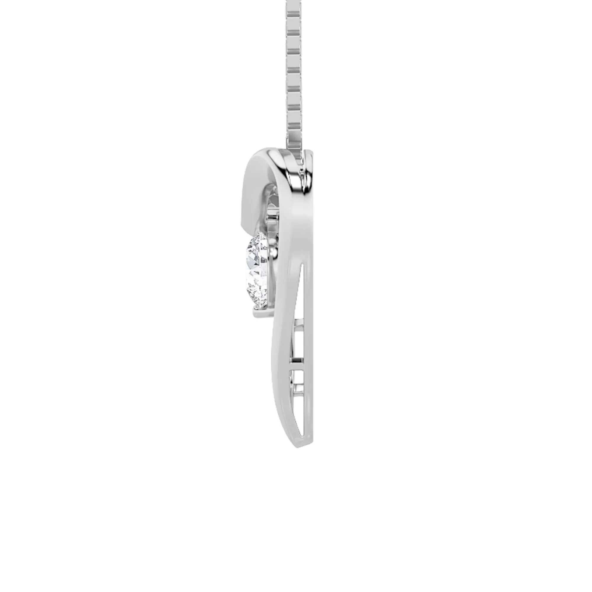 Chispa de Sombra lab grown diamond necklace, detail of the round diamond