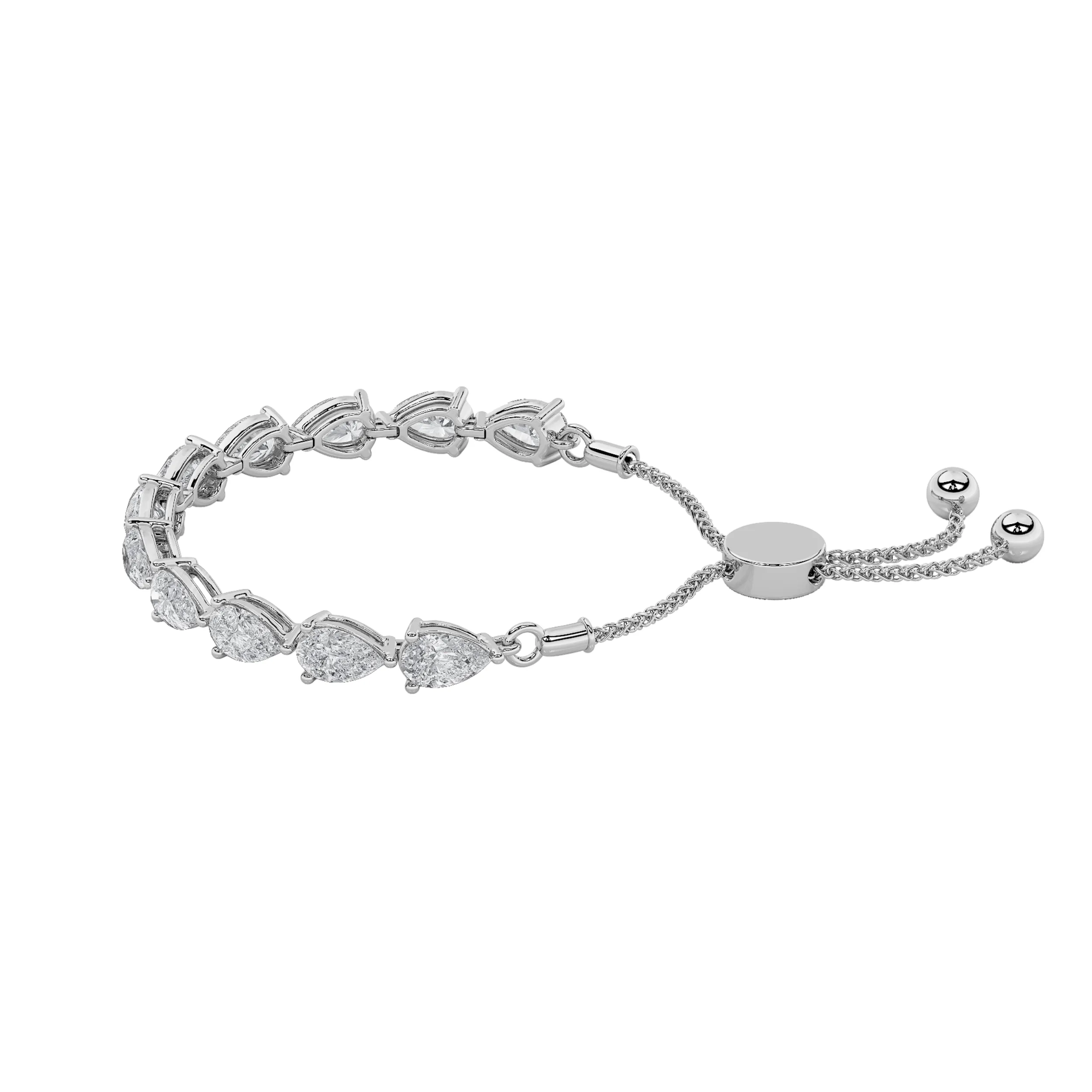 Espiga del Oro lab grown diamond bracelet, detail of the pear diamond
