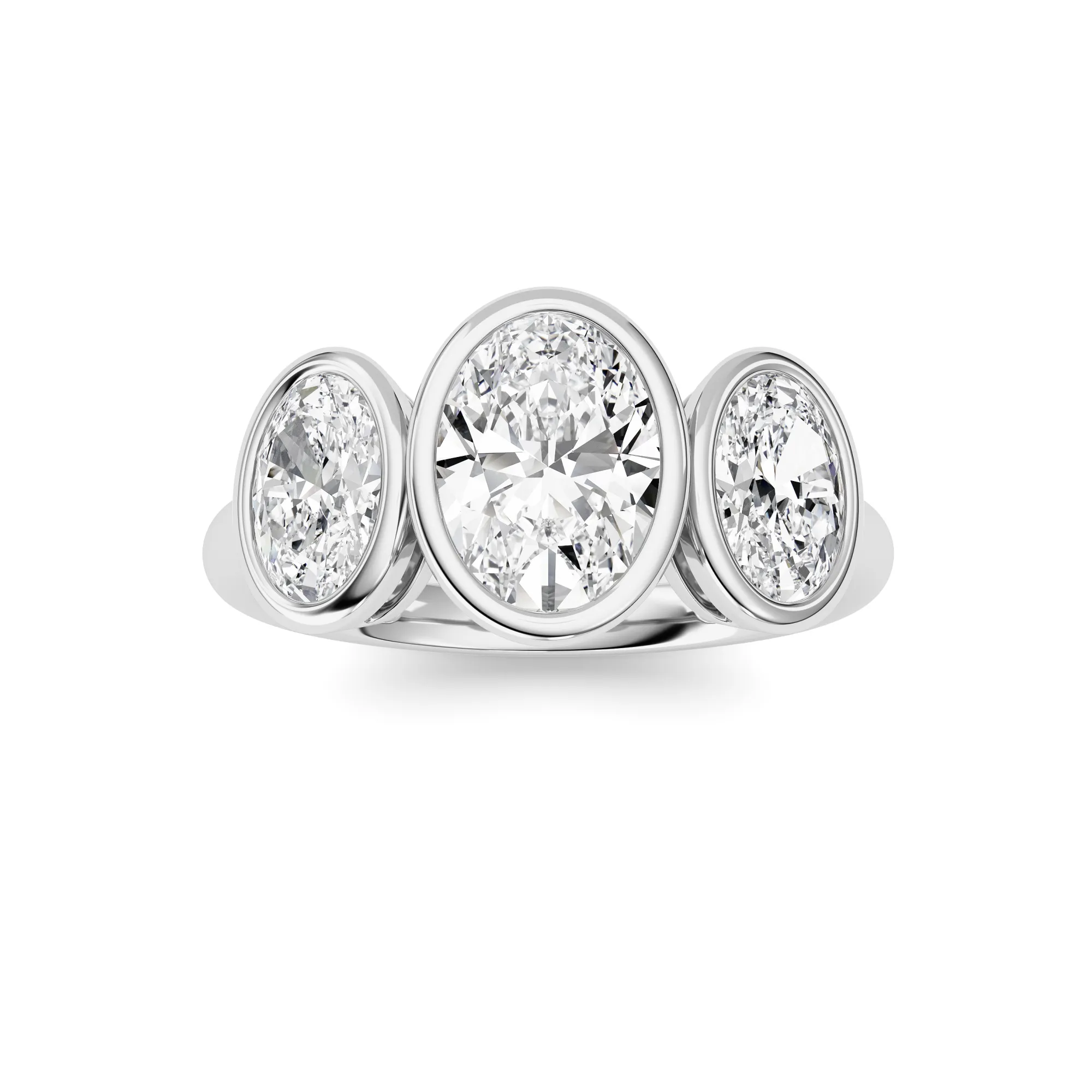 Caricia del Verano, 2 ct tw oval lab grown diamond ring in 14K gold (front view)