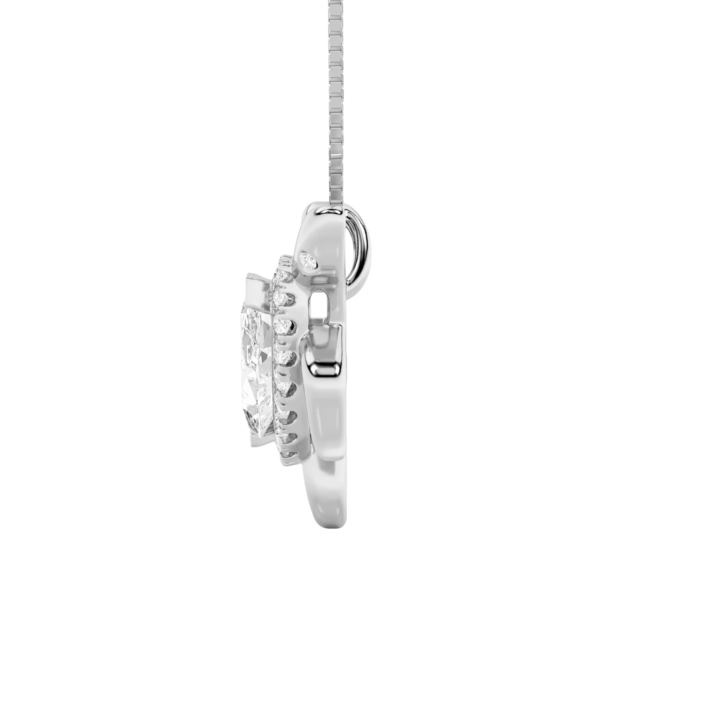Latido Eterno lab grown diamond necklace, detail of the marquise diamond