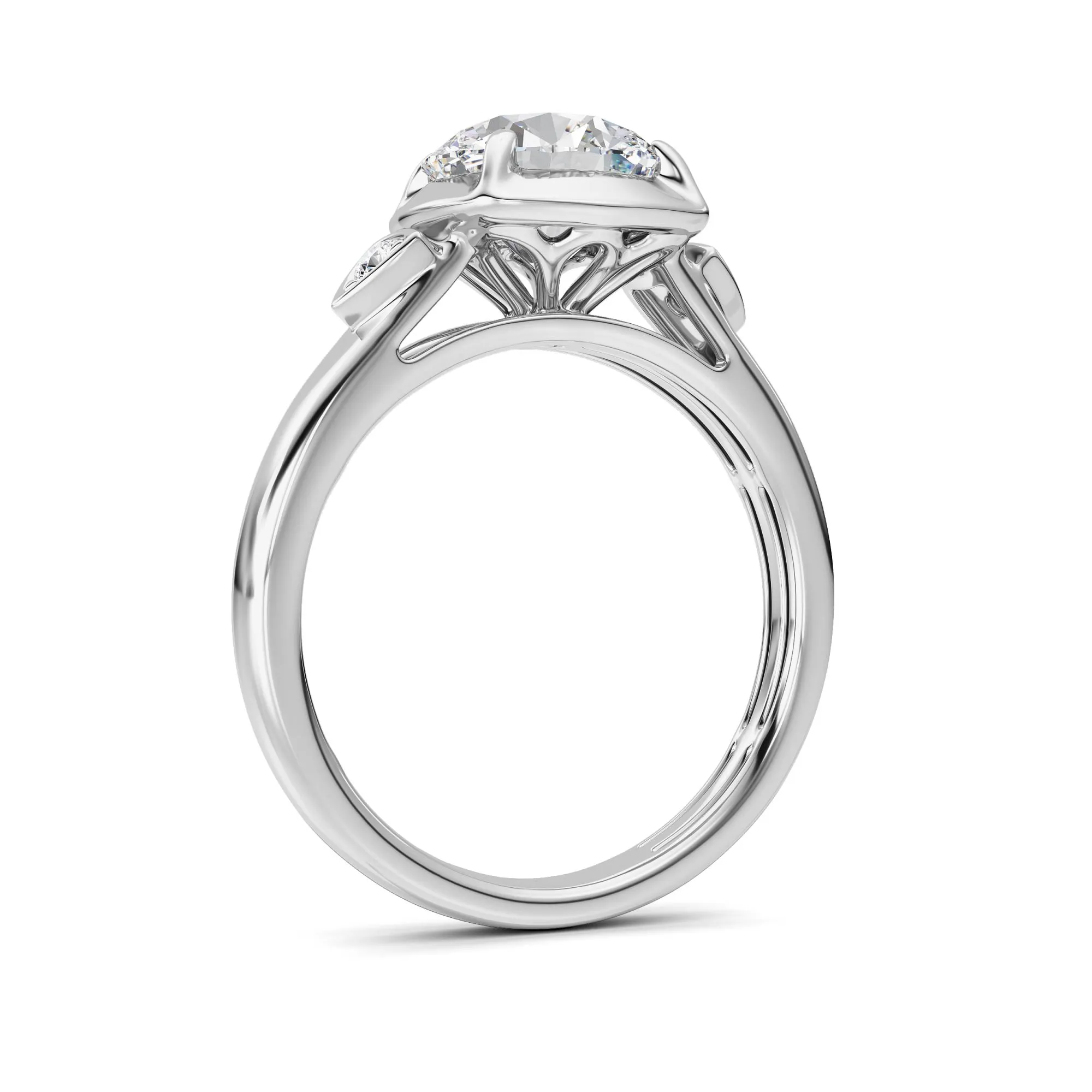Danza de Lluvia lab grown diamond ring, detail of the round diamond