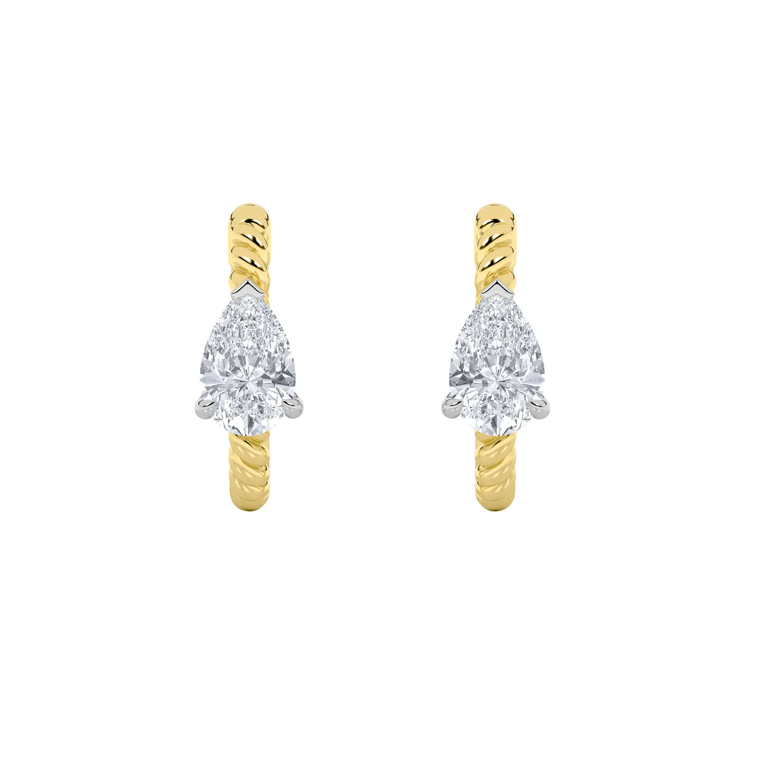 Hilo Perpetuo lab grown diamond earrings, detail of the pear diamond