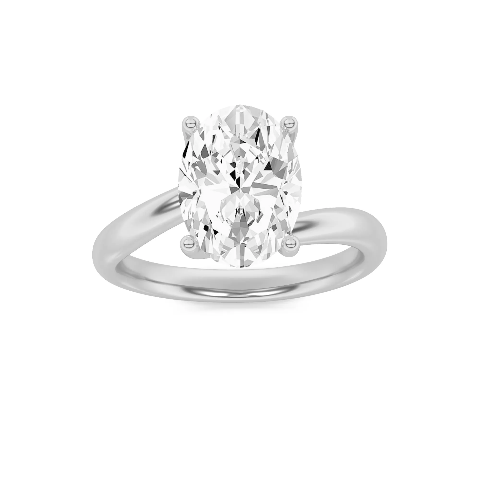 Luz Rara, 2 ct oval lab grown diamond ring in 14K gold (front view)