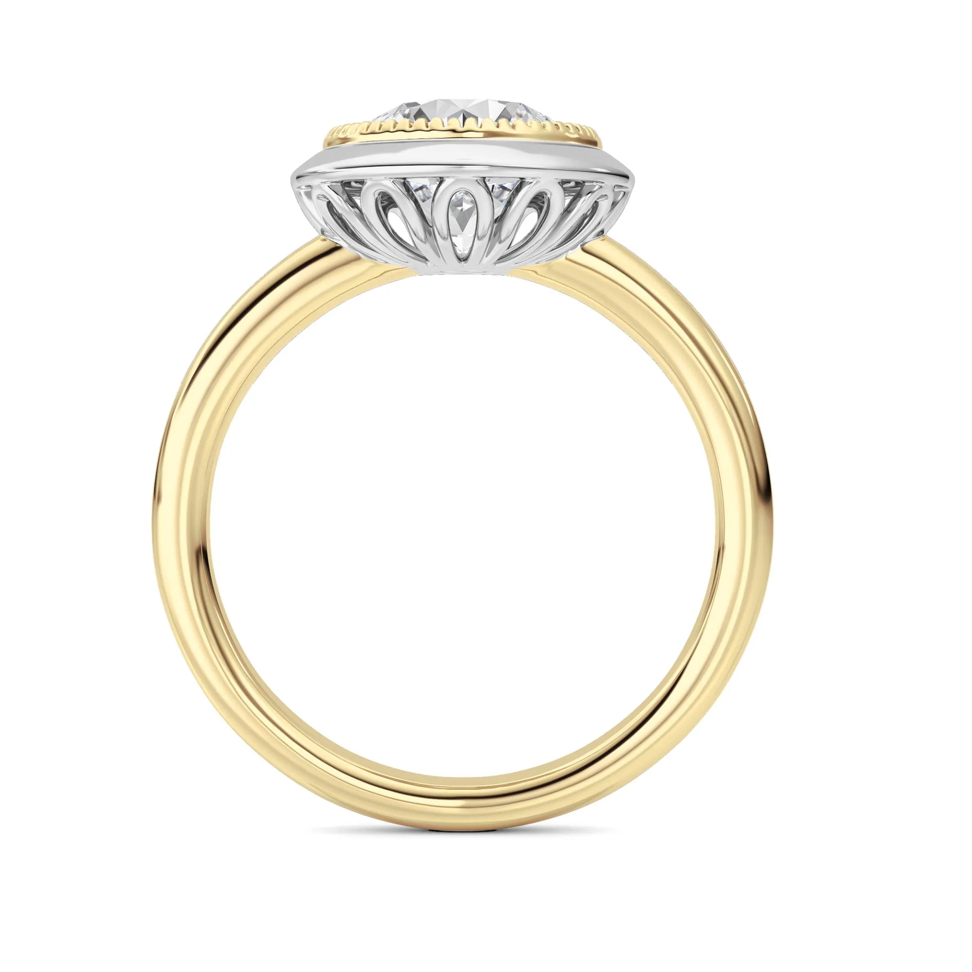 Abrazo de Fuego lab grown diamond ring, on-hand view