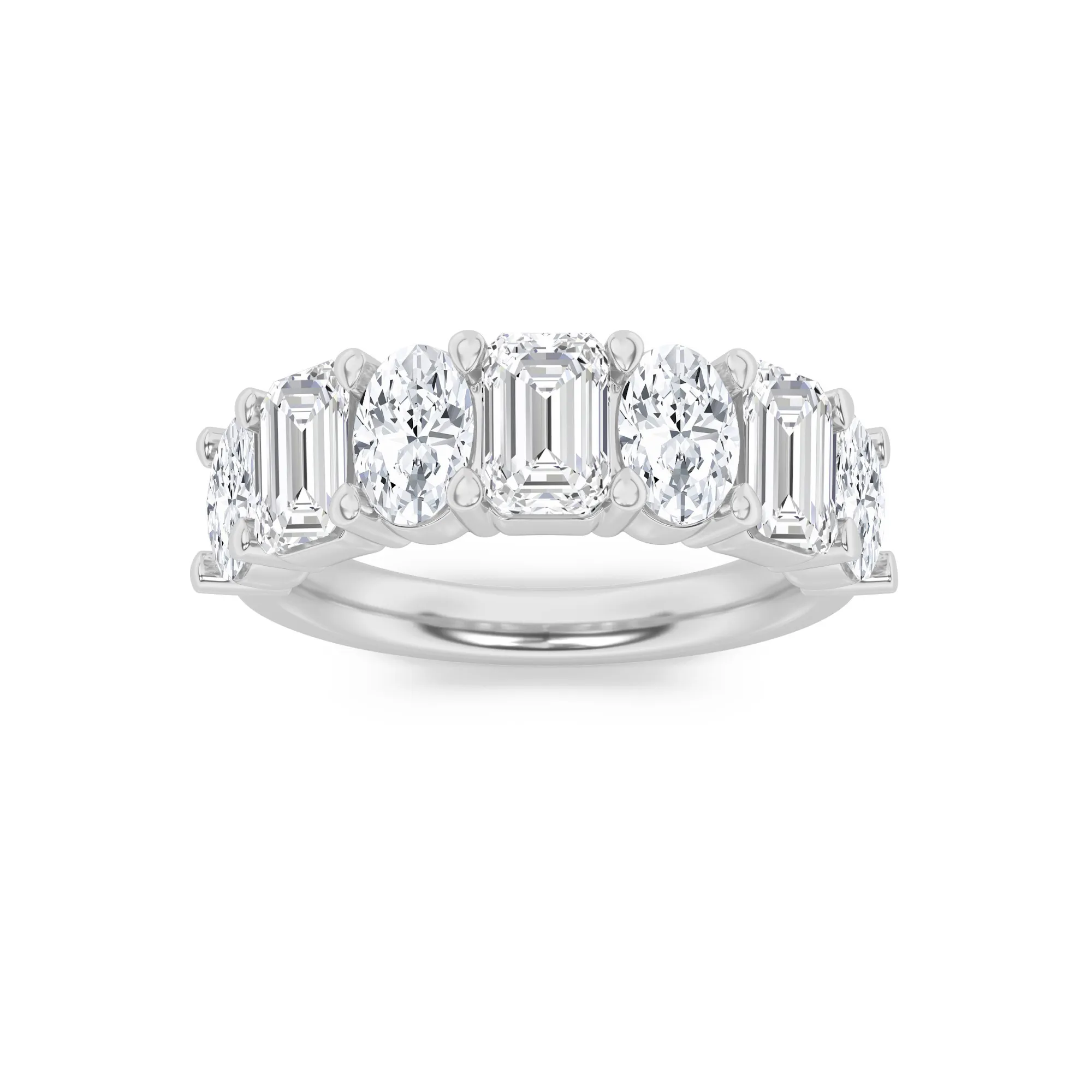 Lluvia Dorada, 3 ct tw emerald lab grown diamond ring in 14K gold (front view)