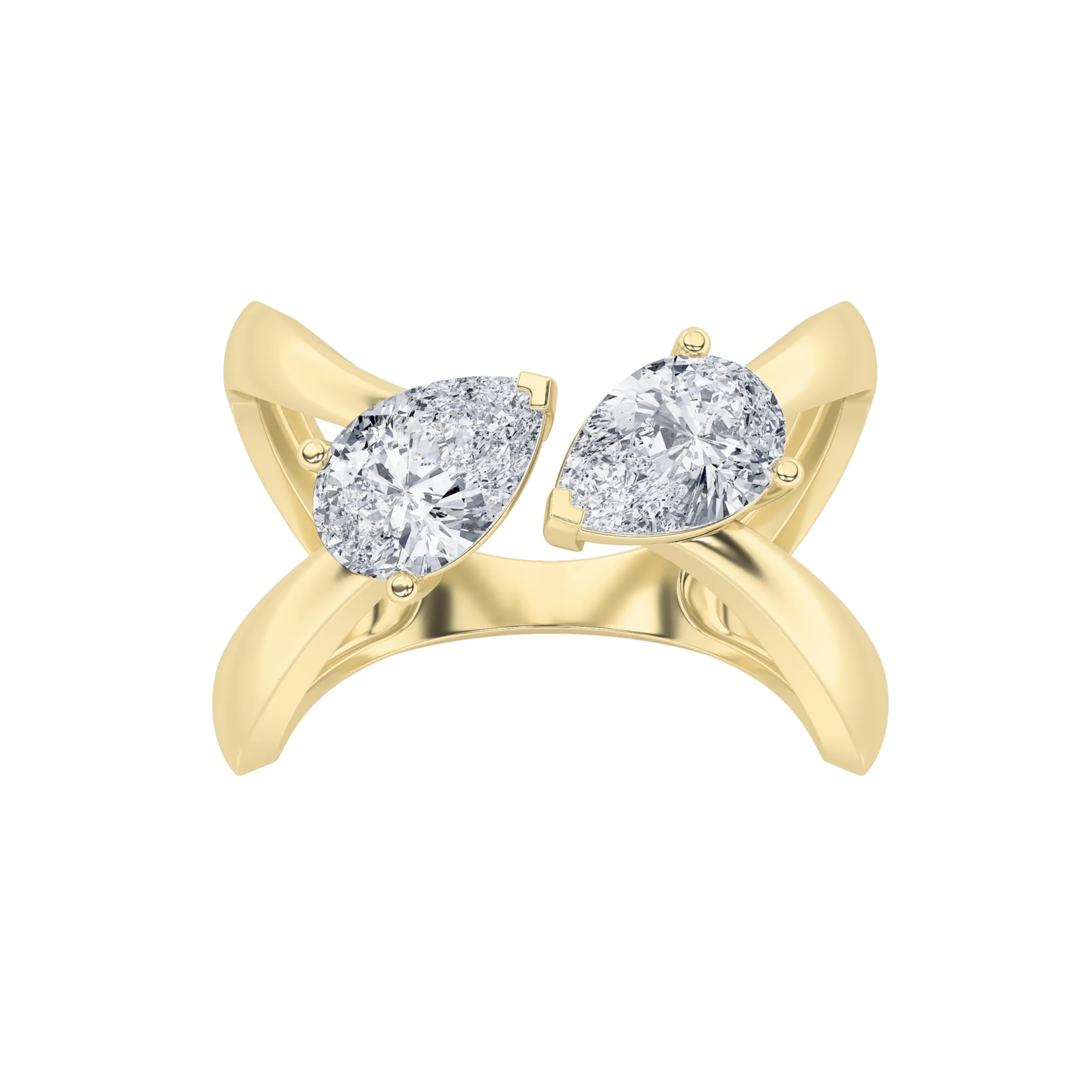 Cumbre de Lluvia, 1.55 ct pear lab grown diamond ring in 14K gold (front view)