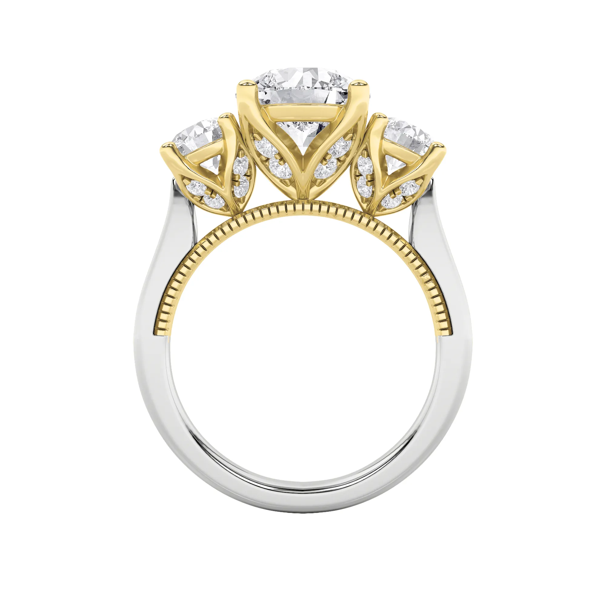 Viento de Tiempo lab grown diamond ring, detail of the round diamond