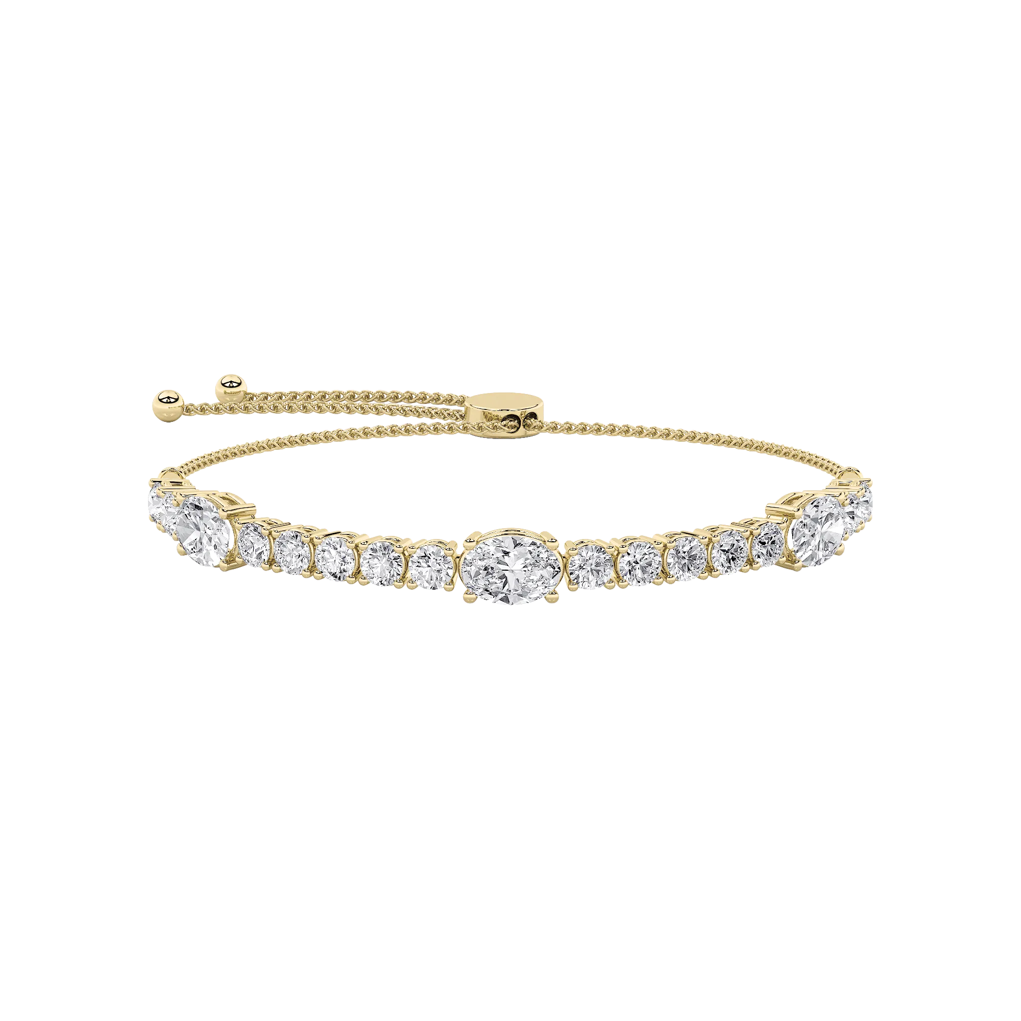 Nieve del Silencio lab grown diamond bracelet, detail of the oval diamond