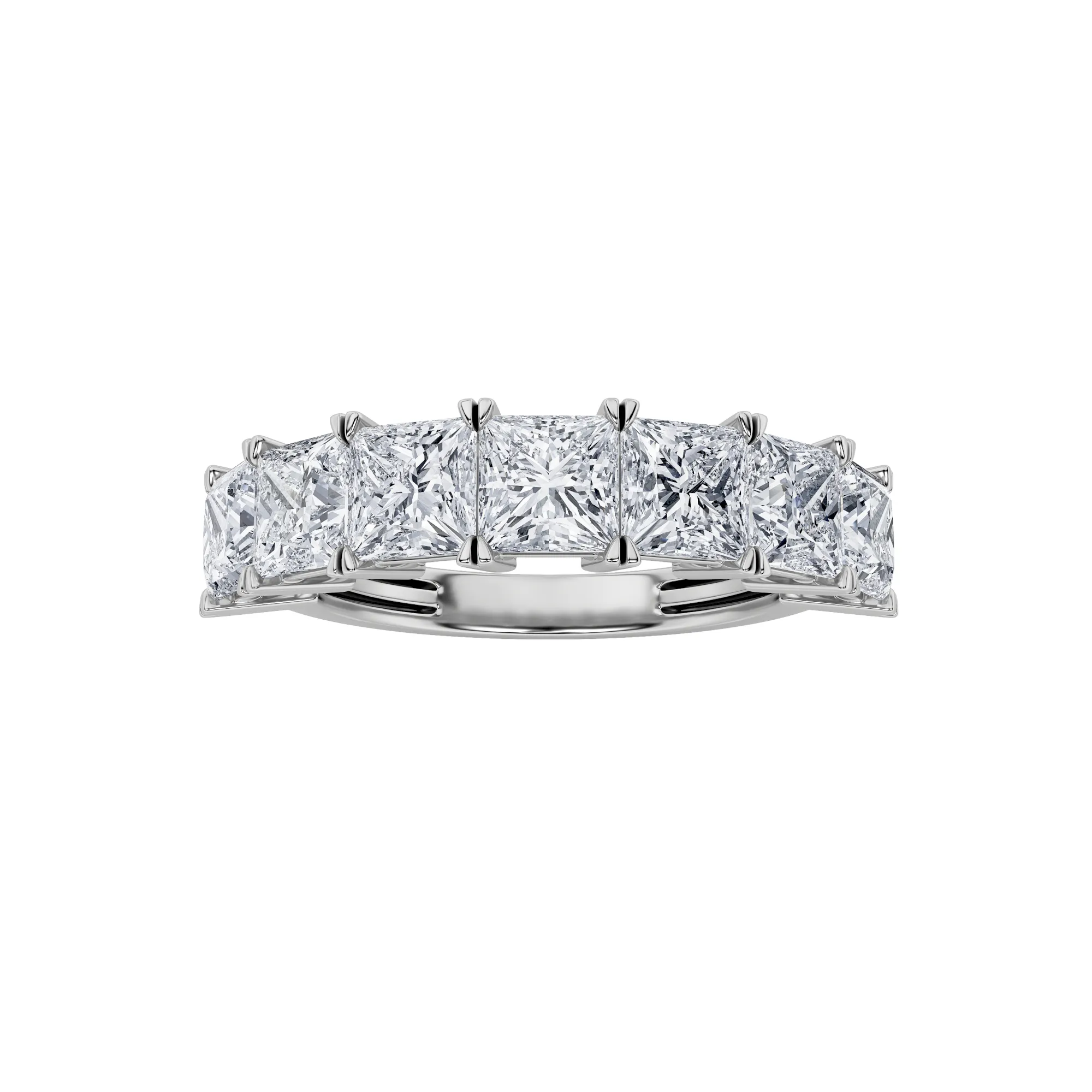 Huella Plena, 3 ct tw princess lab grown diamond ring in 14K gold (front view)