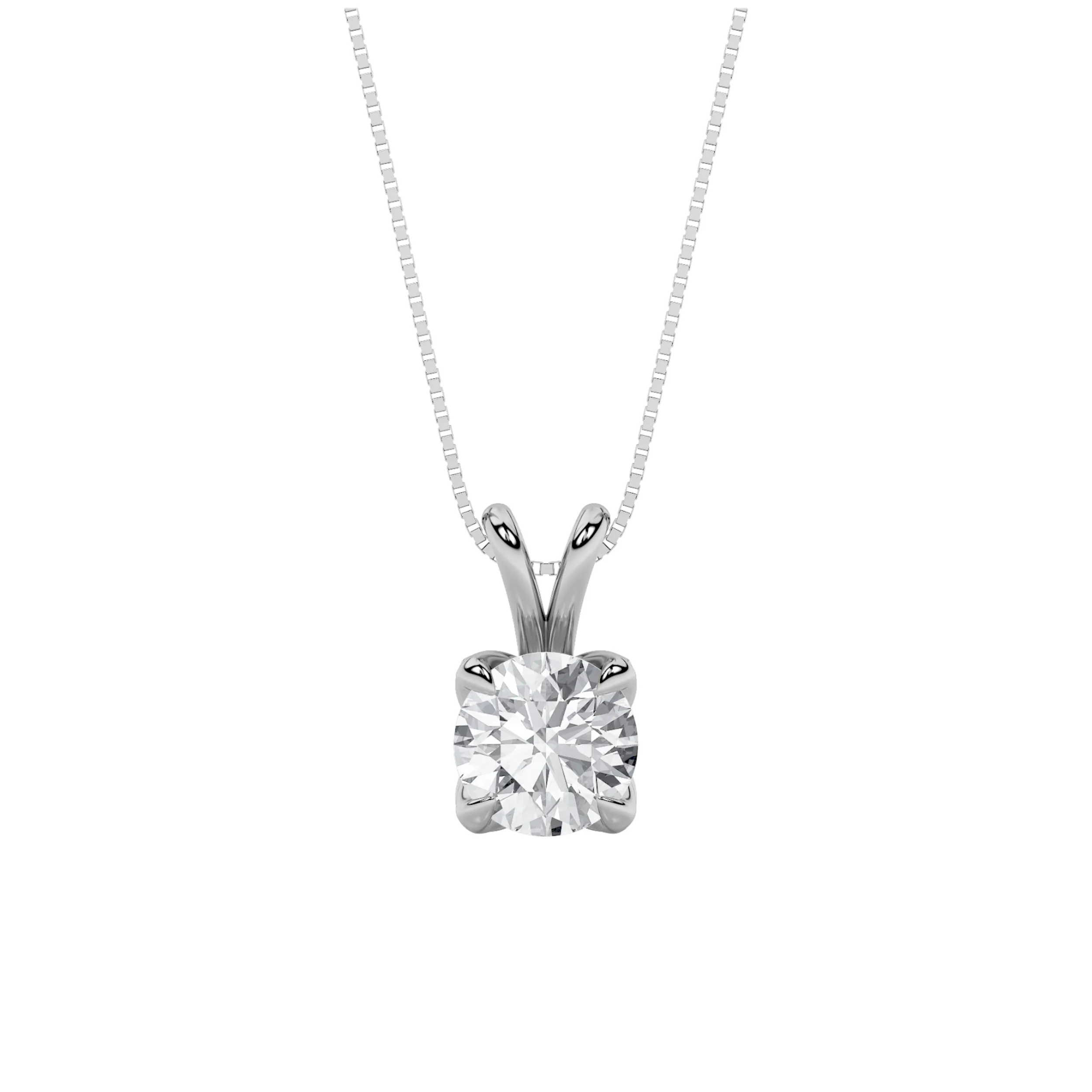 Silencio Claro, 2 ct tw round lab grown diamond necklace in 14K white gold (front view)
