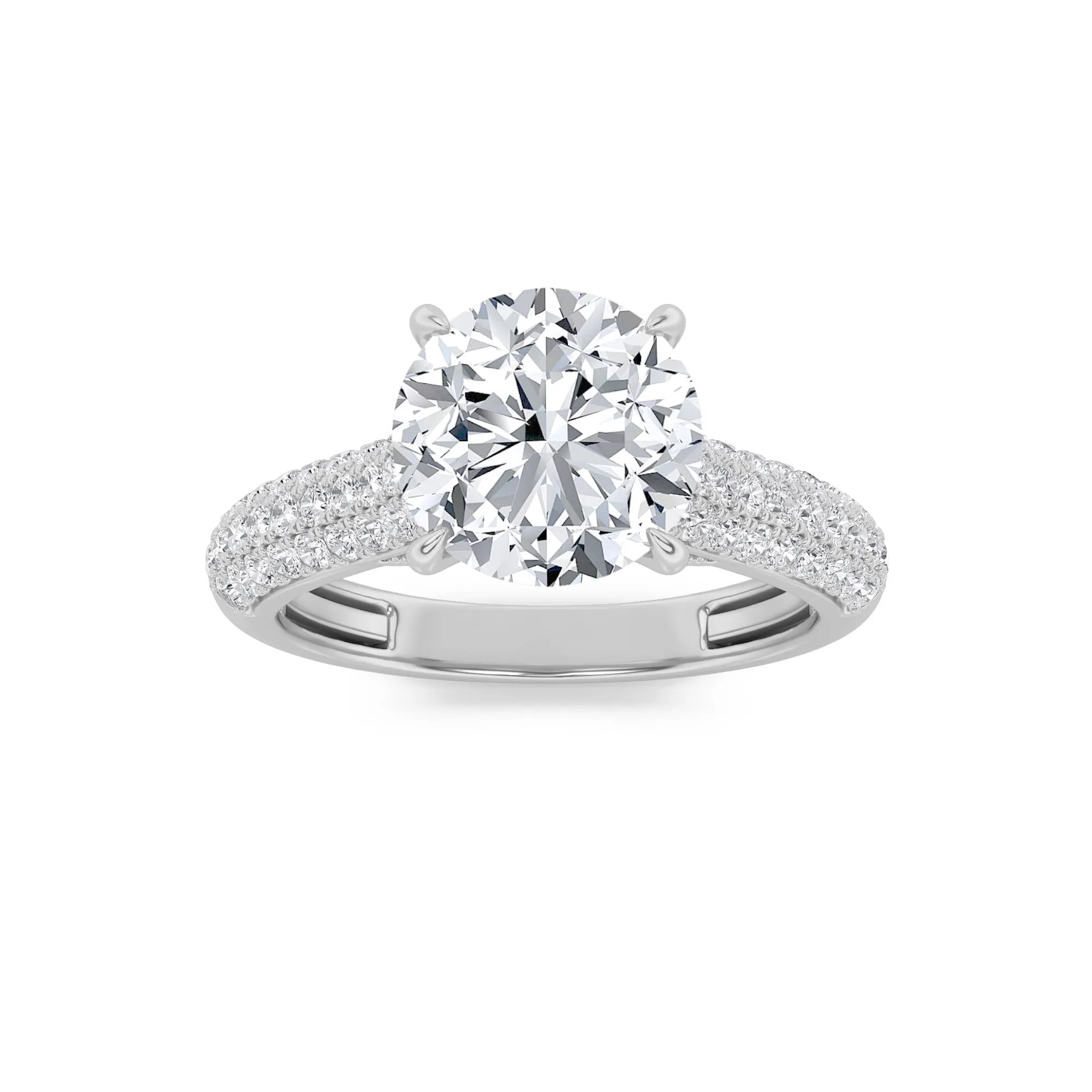 Piedra de Gracia, 1.5 ct tw round lab grown diamond ring in 14K white gold (front view)