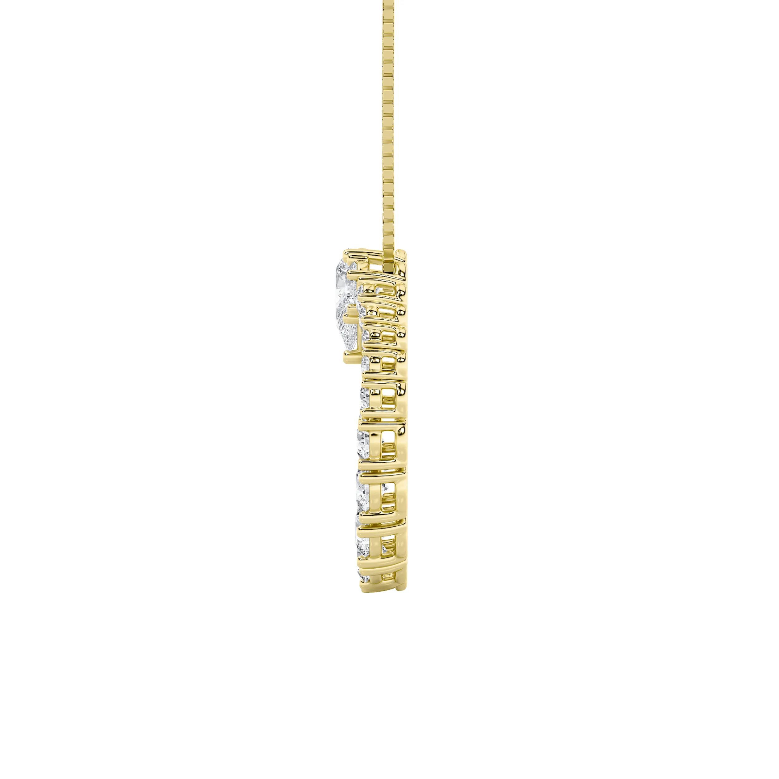Sueño Dorado lab grown diamond necklace, detail of the pear diamond