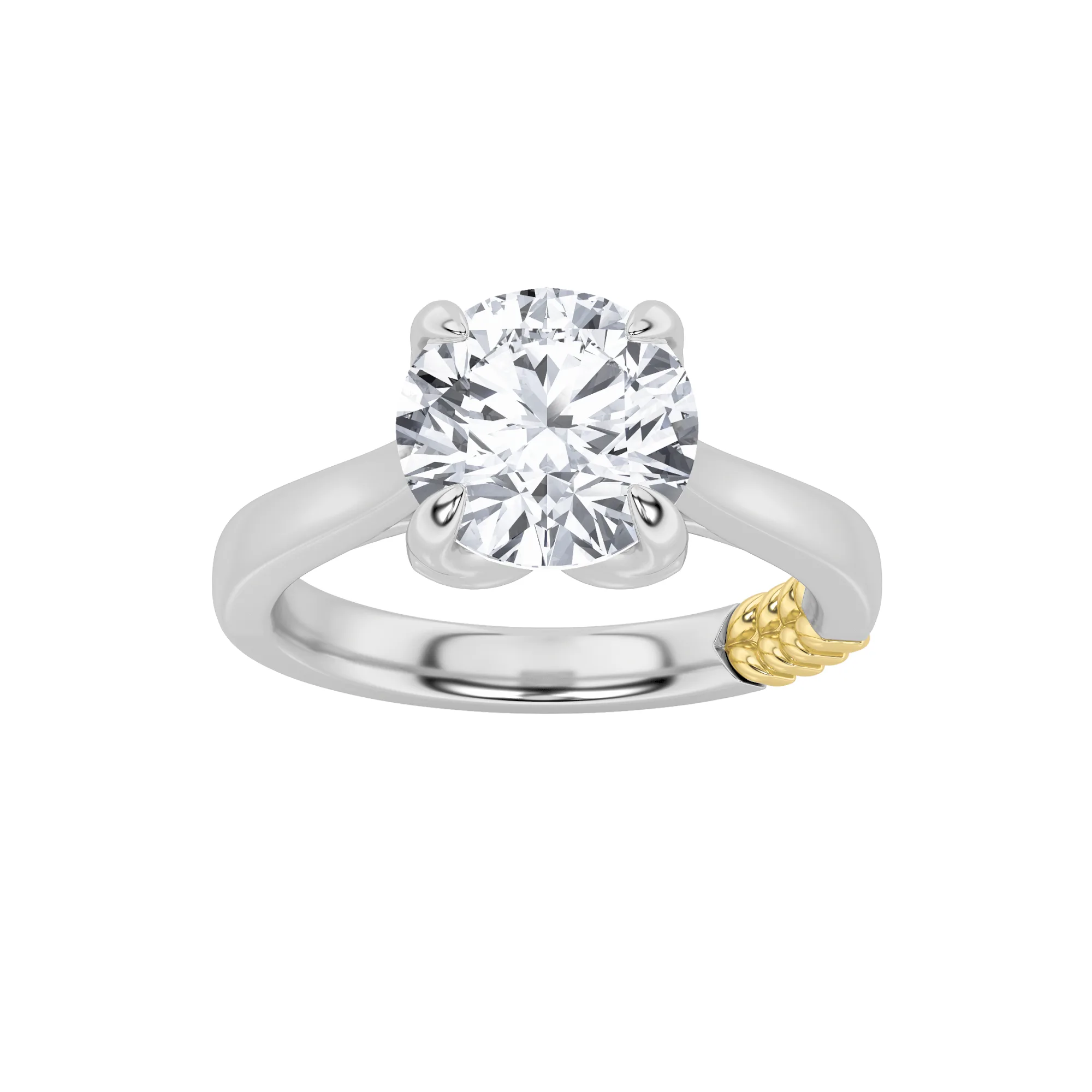 Paloma de Miel, 2 ct tw round lab grown diamond ring in 14K gold (front view)
