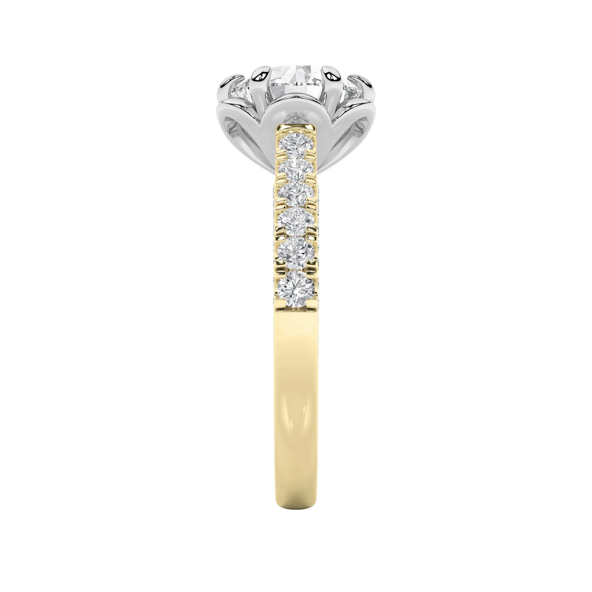 Anhelo Lejano lab grown diamond ring, detail of the round diamond