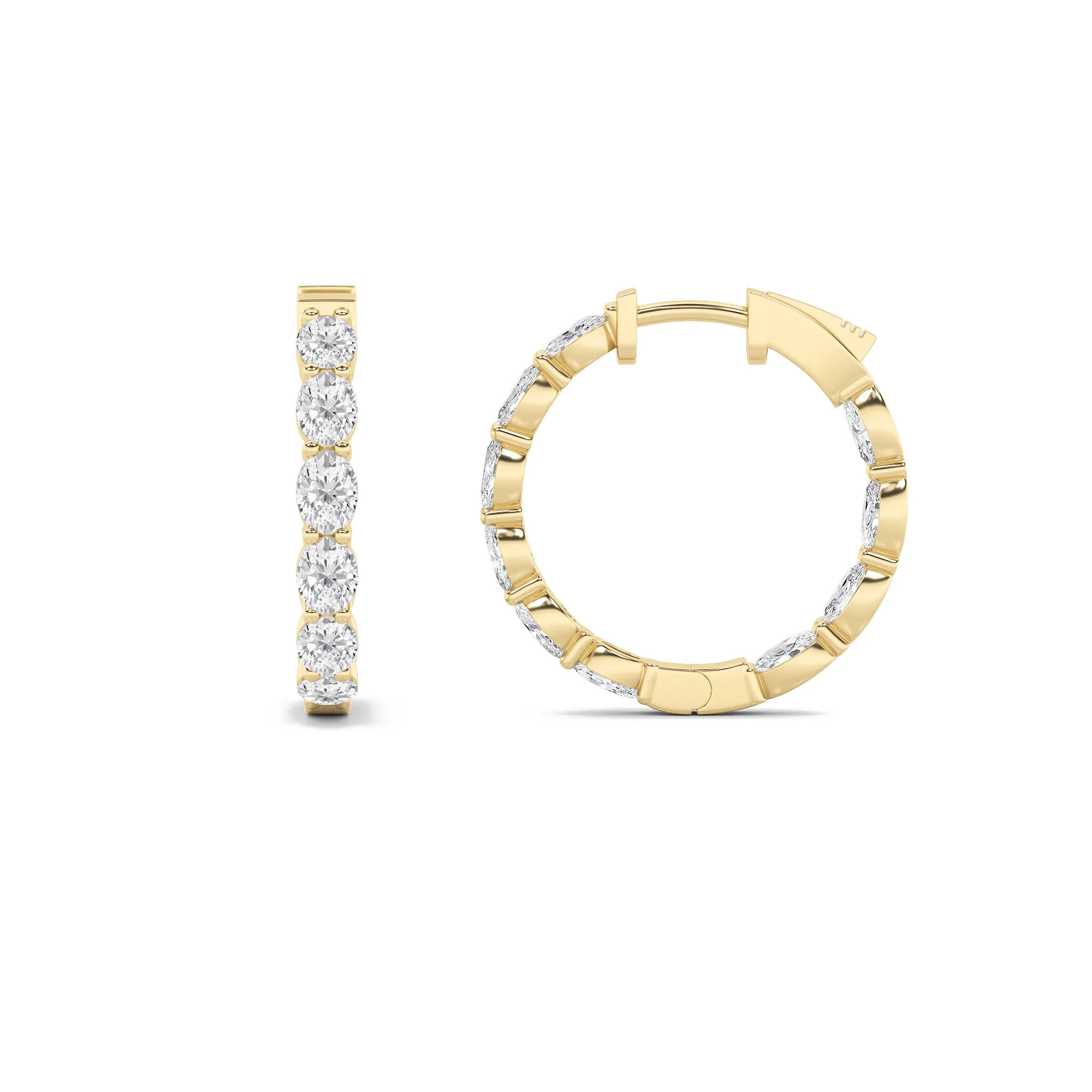Chispa Templada lab grown diamond earrings, detail of the oval diamond