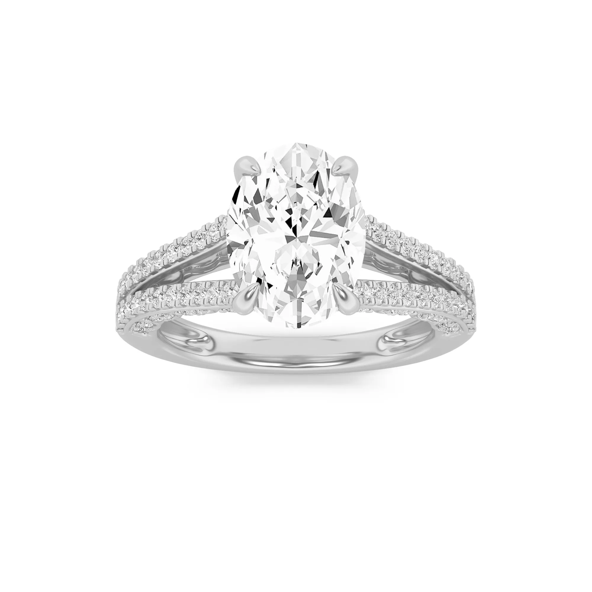 Vela de Estrella, 2 ct tw oval lab grown diamond ring in 14K rose gold (front view)