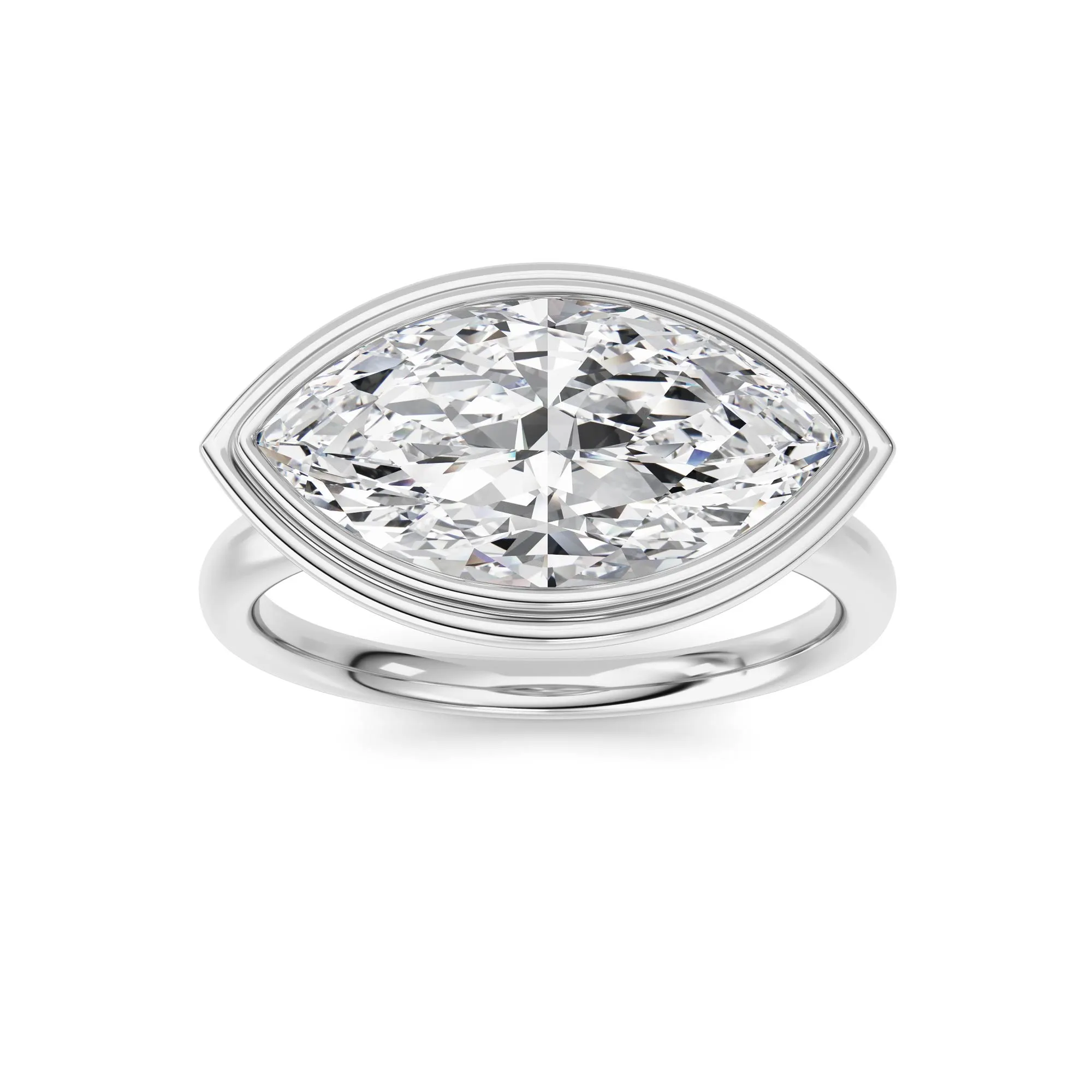 Anhelo Encendido, 3 ct marquise lab grown diamond ring in 14K gold (front view)