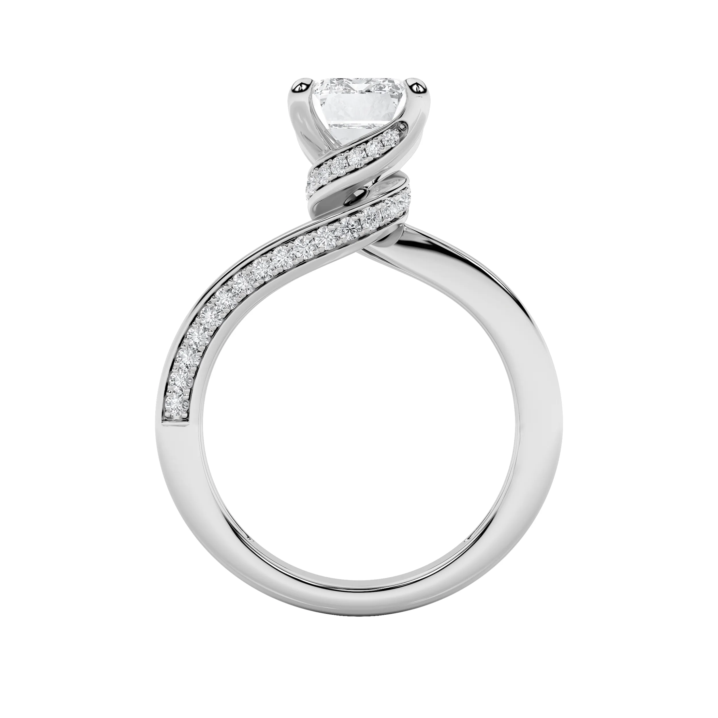 Bruma de Luz lab grown diamond ring, detail of the emerald diamond