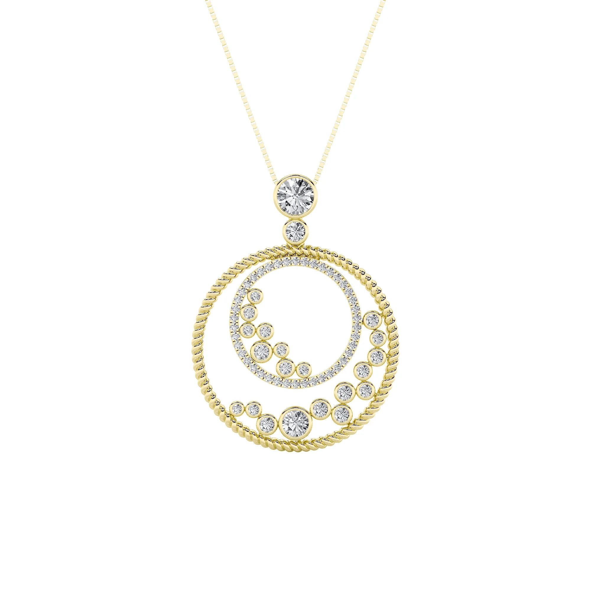 Cima de Estrella lab grown diamond necklace, detail of the round diamond