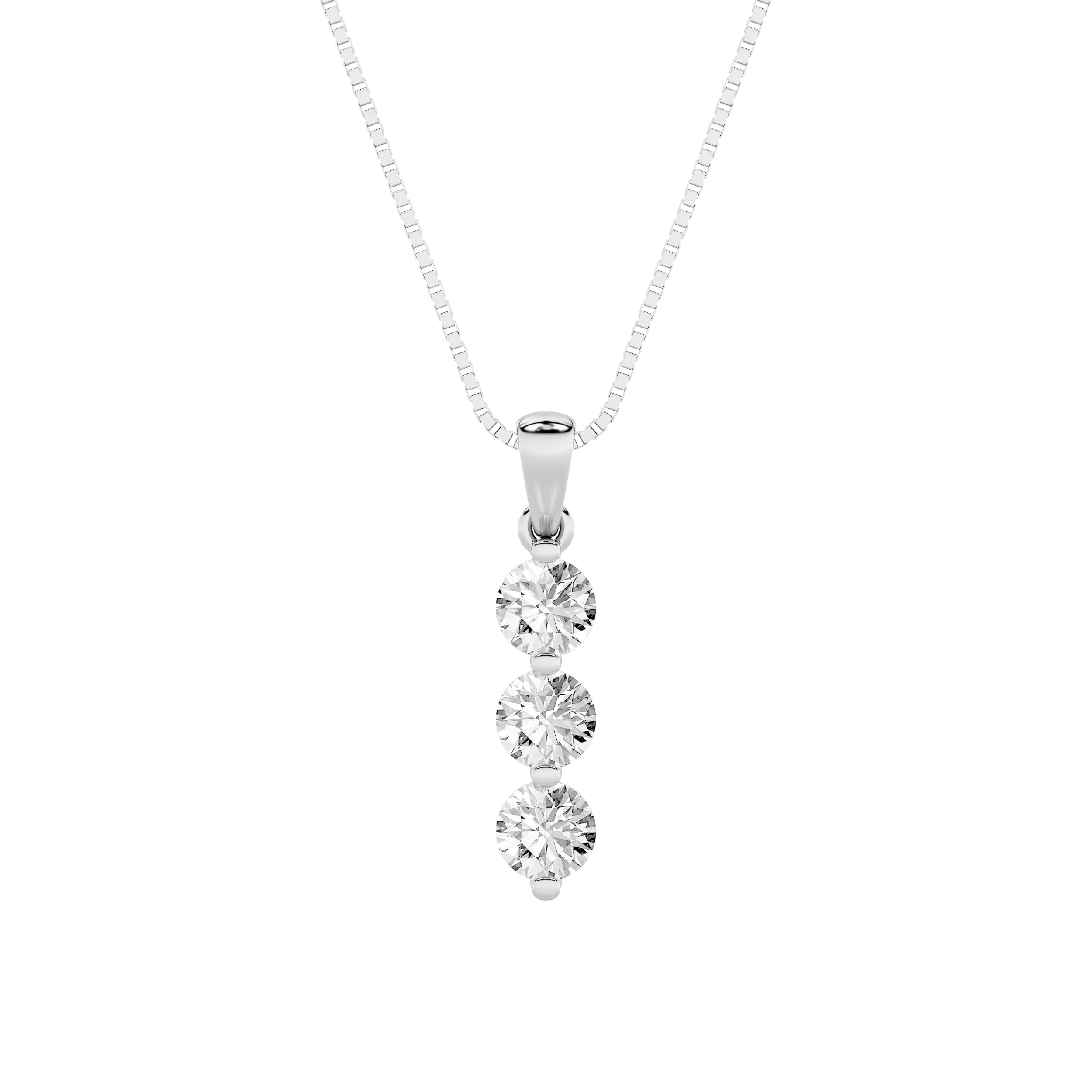 Milagro Alto, 1 ct round lab grown diamond necklace in 14K white gold (front view)