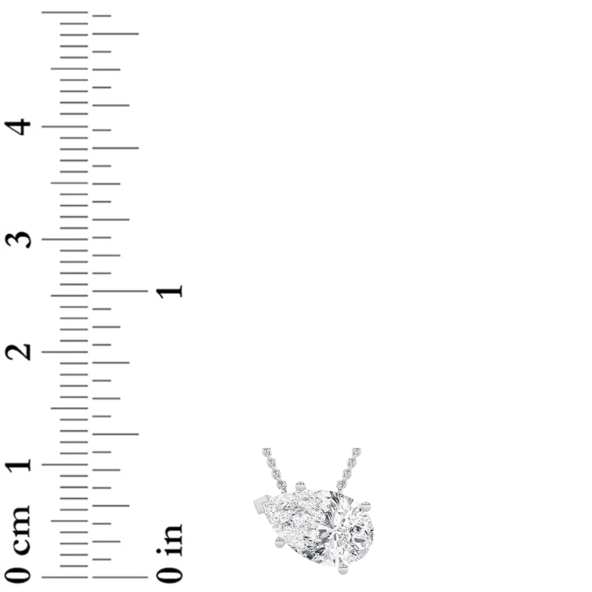 Quimera Viva lab grown diamond necklace, detail of the pear diamond