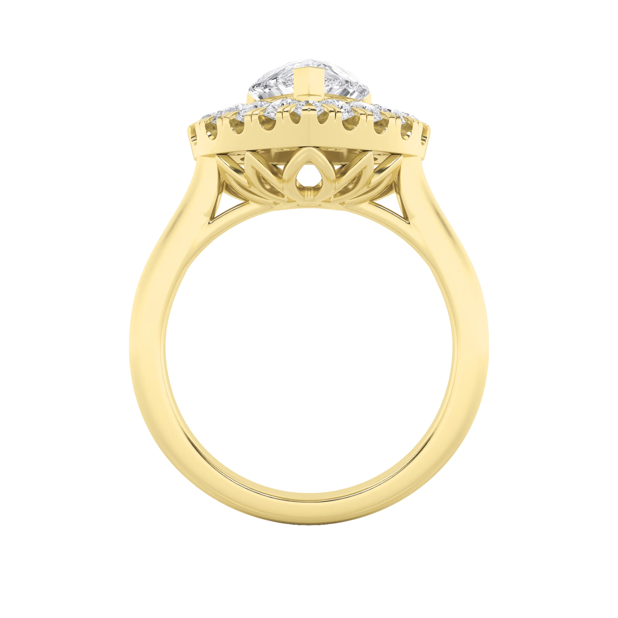 Llama Lejana lab grown diamond ring, detail of the pear diamond