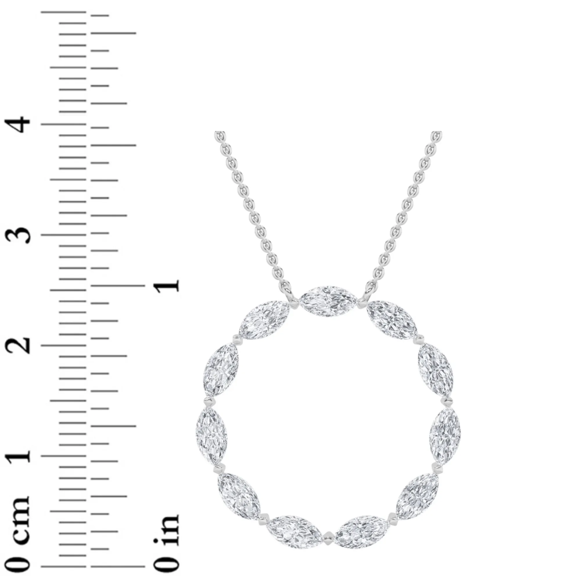 Caricia del Alba lab grown diamond necklace, detail of the marquise diamond