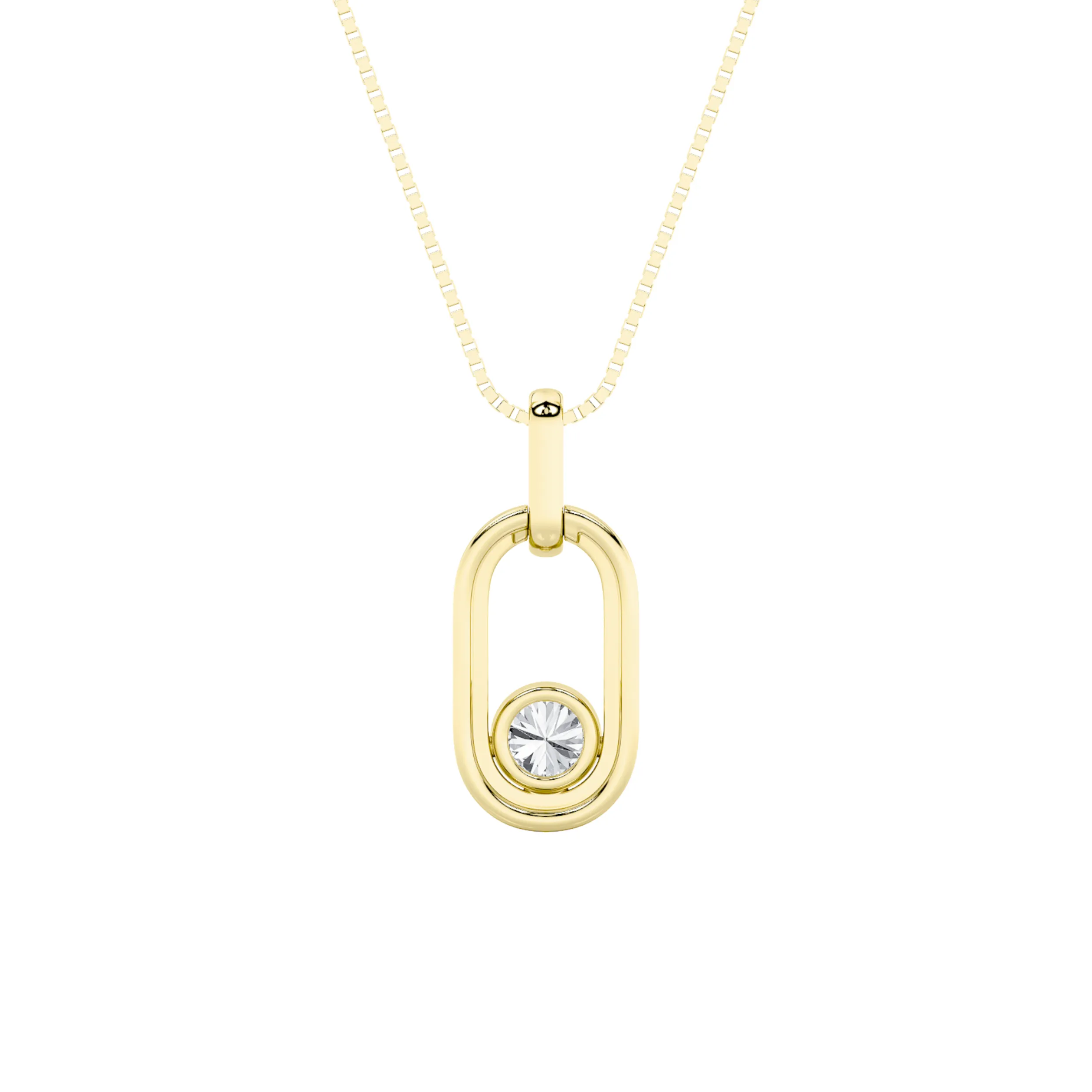 Vigilia de Gracia lab grown diamond necklace, detail of the round diamond