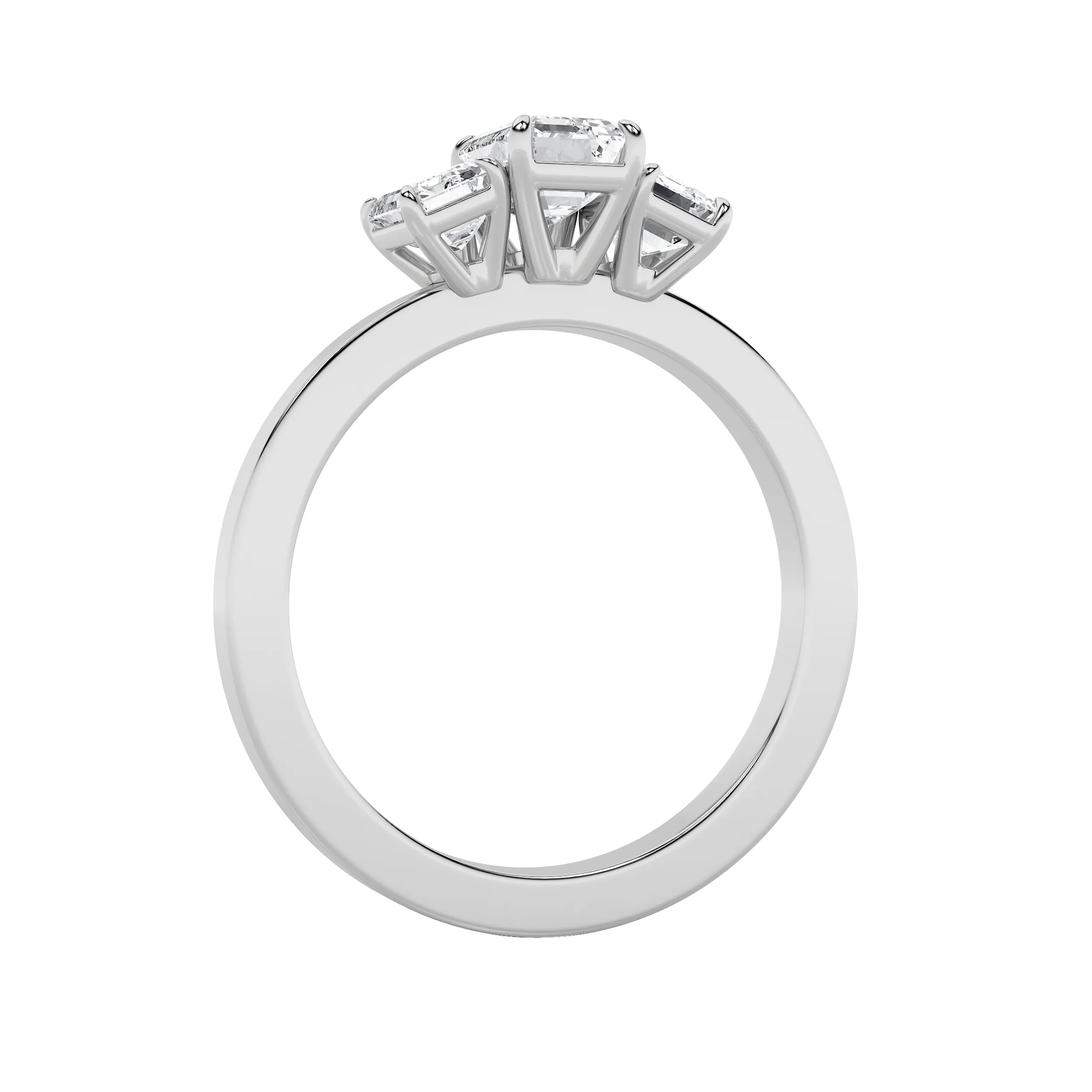 Amanecer de Sueño lab grown diamond ring, detail of the emerald diamond