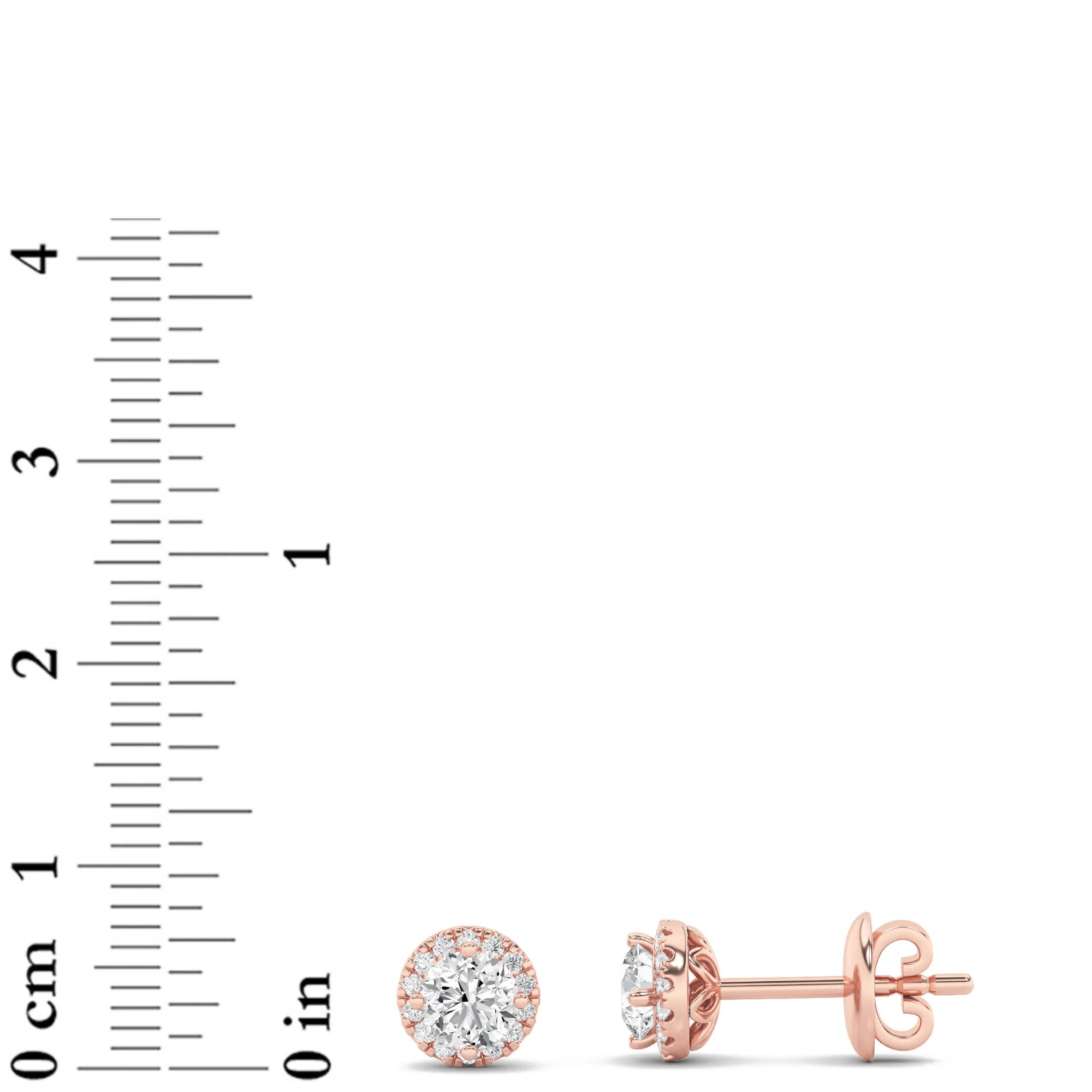 Alborada del Tiempo lab grown diamond earrings, detail of the round diamond