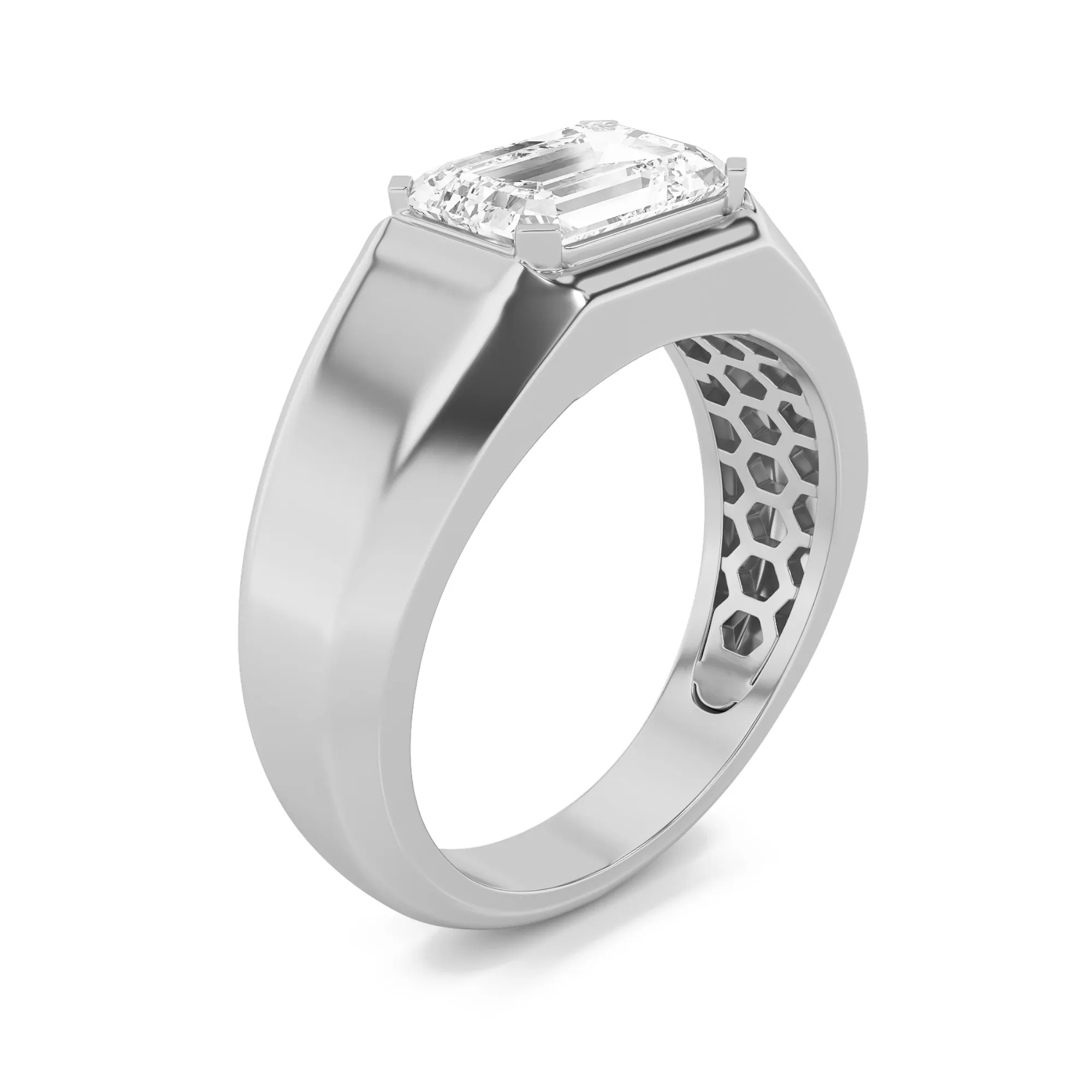 Anhelo Nocturno lab grown diamond men’s ring, side profile