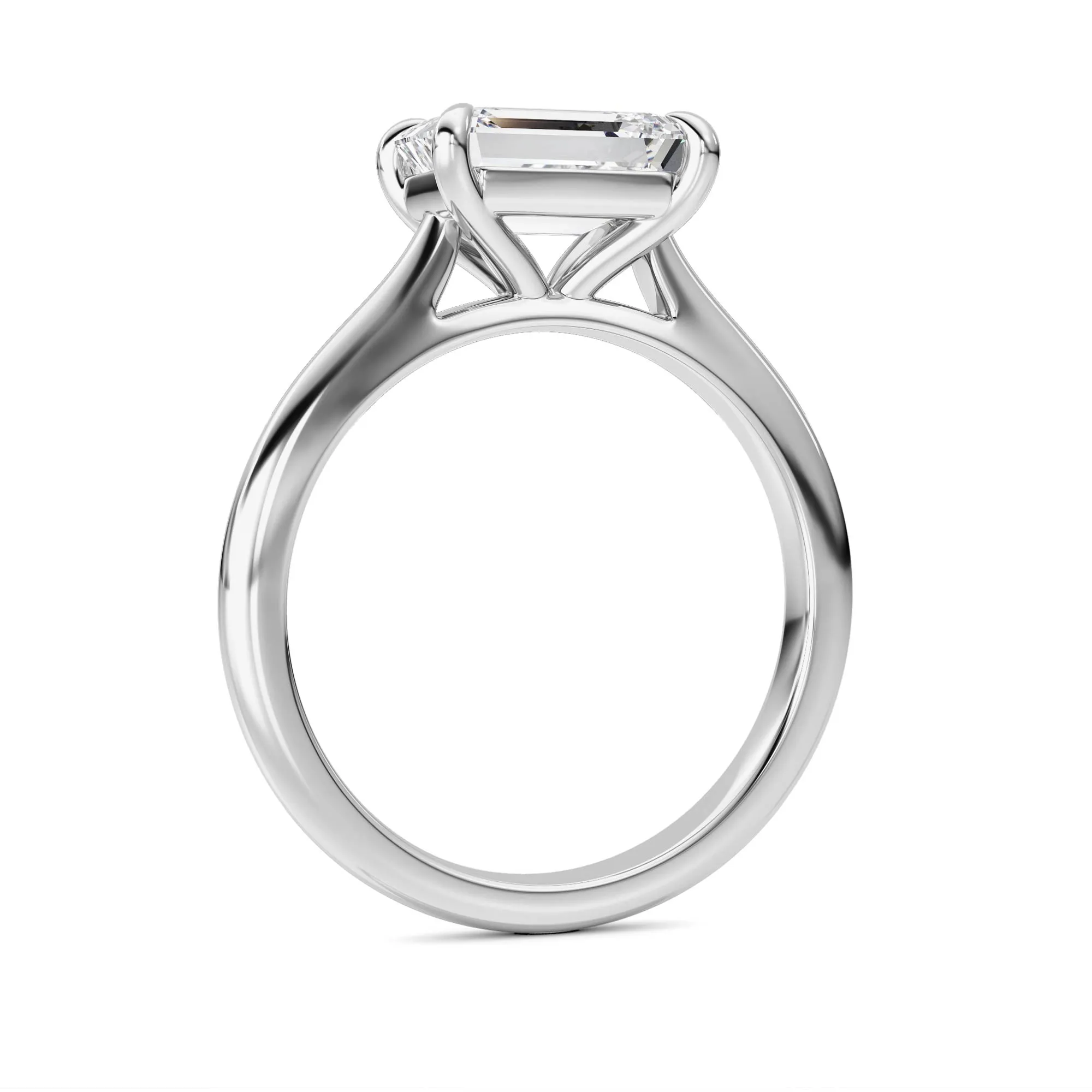 Abrazo Lejano lab grown diamond ring, detail of the emerald diamond