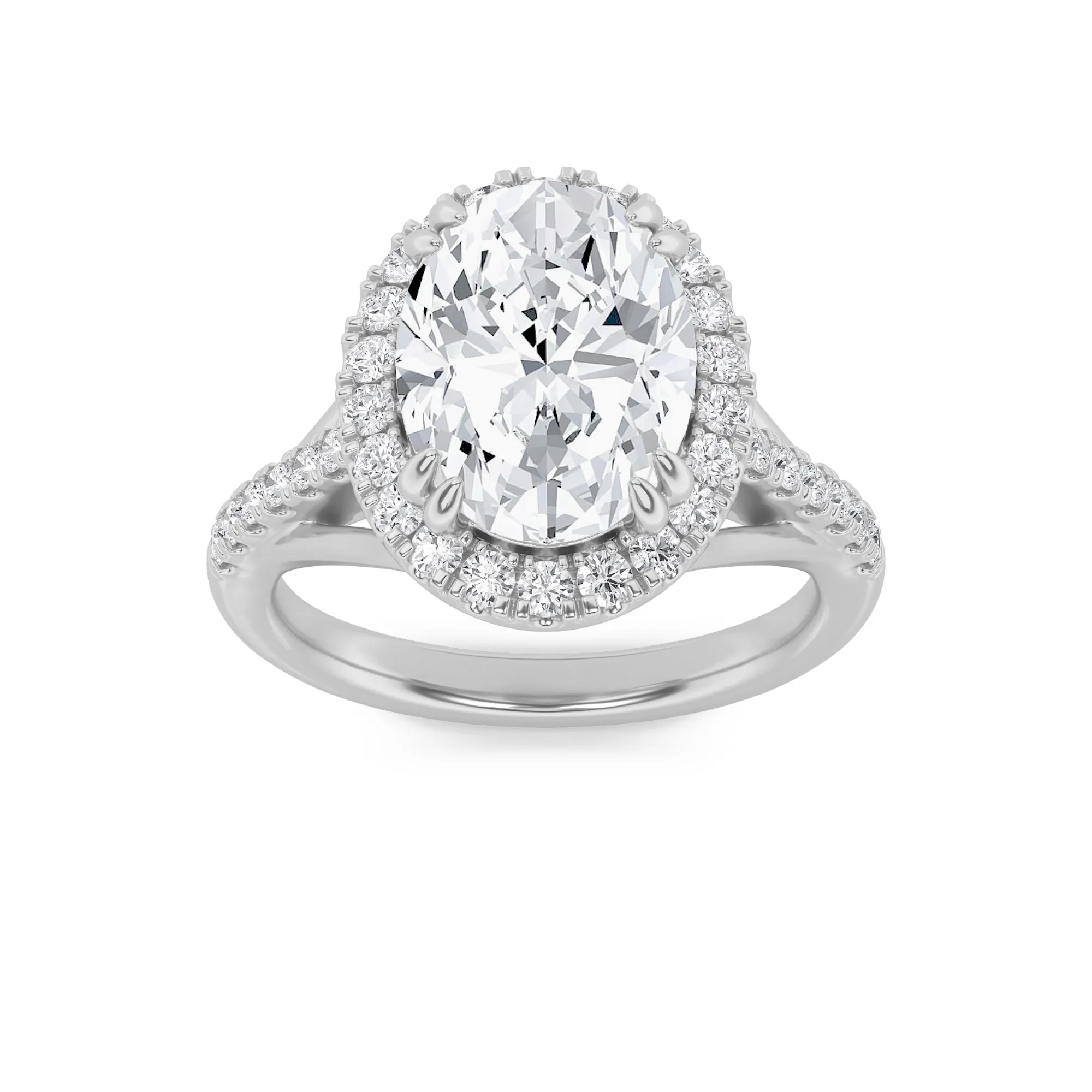 Ribera Perpetua, 3 ct tw oval lab grown diamond ring in 14K gold (front view)