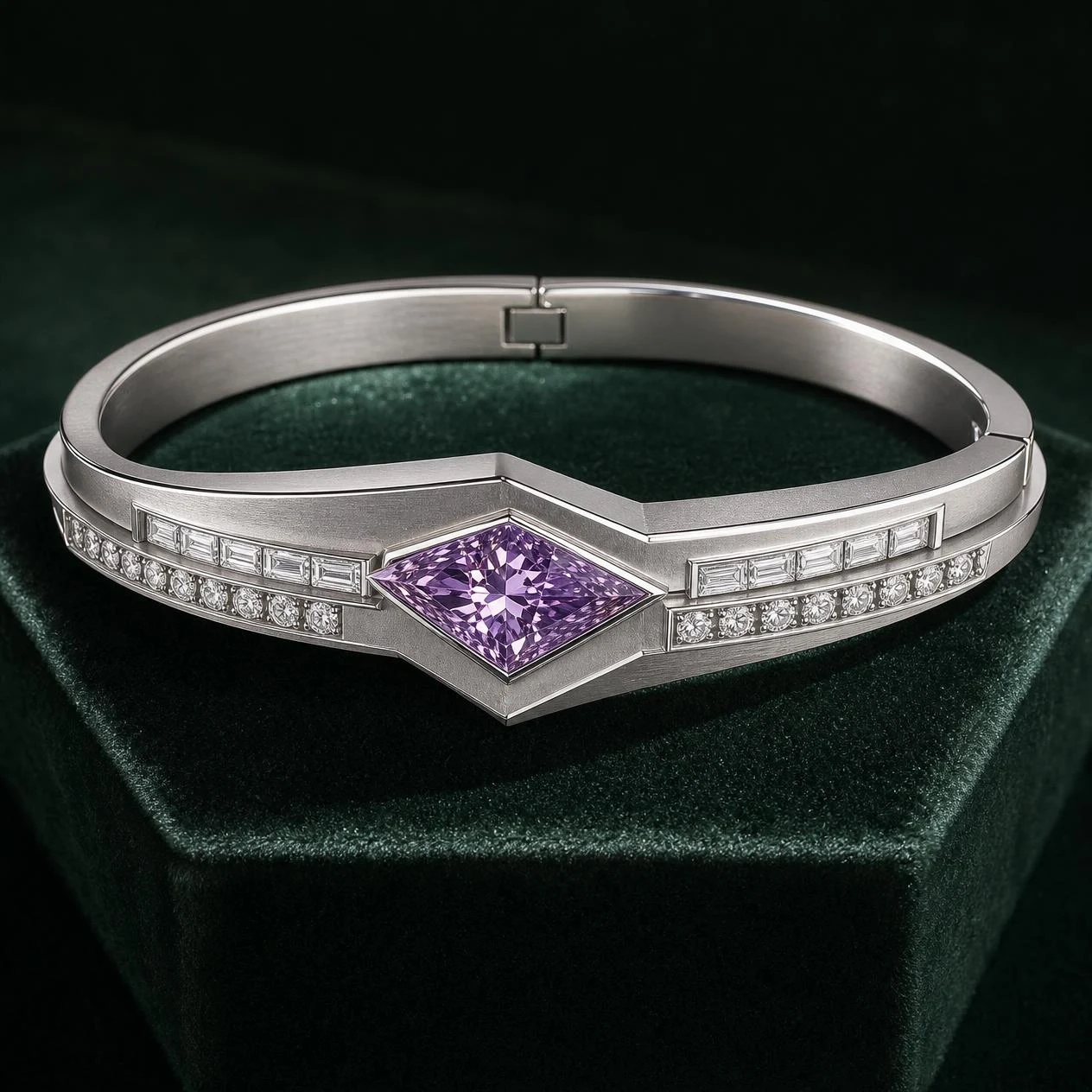 Marea d'Oro, 3.49 ct tw kite lab grown diamond bracelet in 18K white gold (front view)
