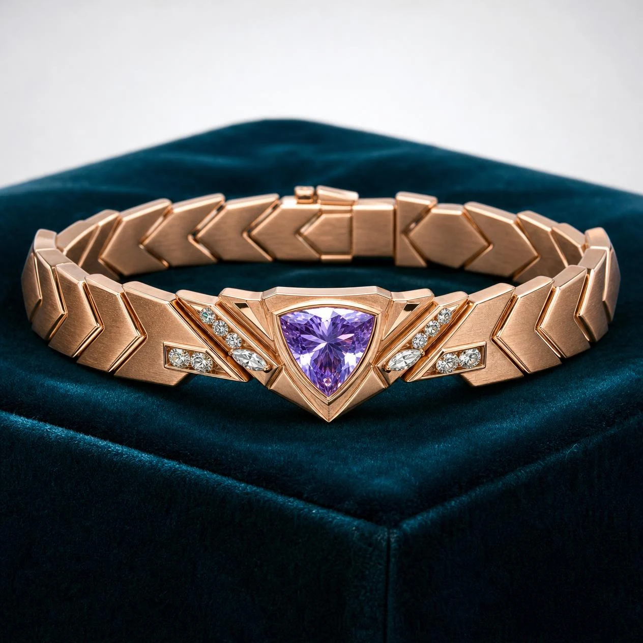 Galassia Éternelle, 3.25 ct tw trillion lab grown diamond bracelet in rose gold (front view)