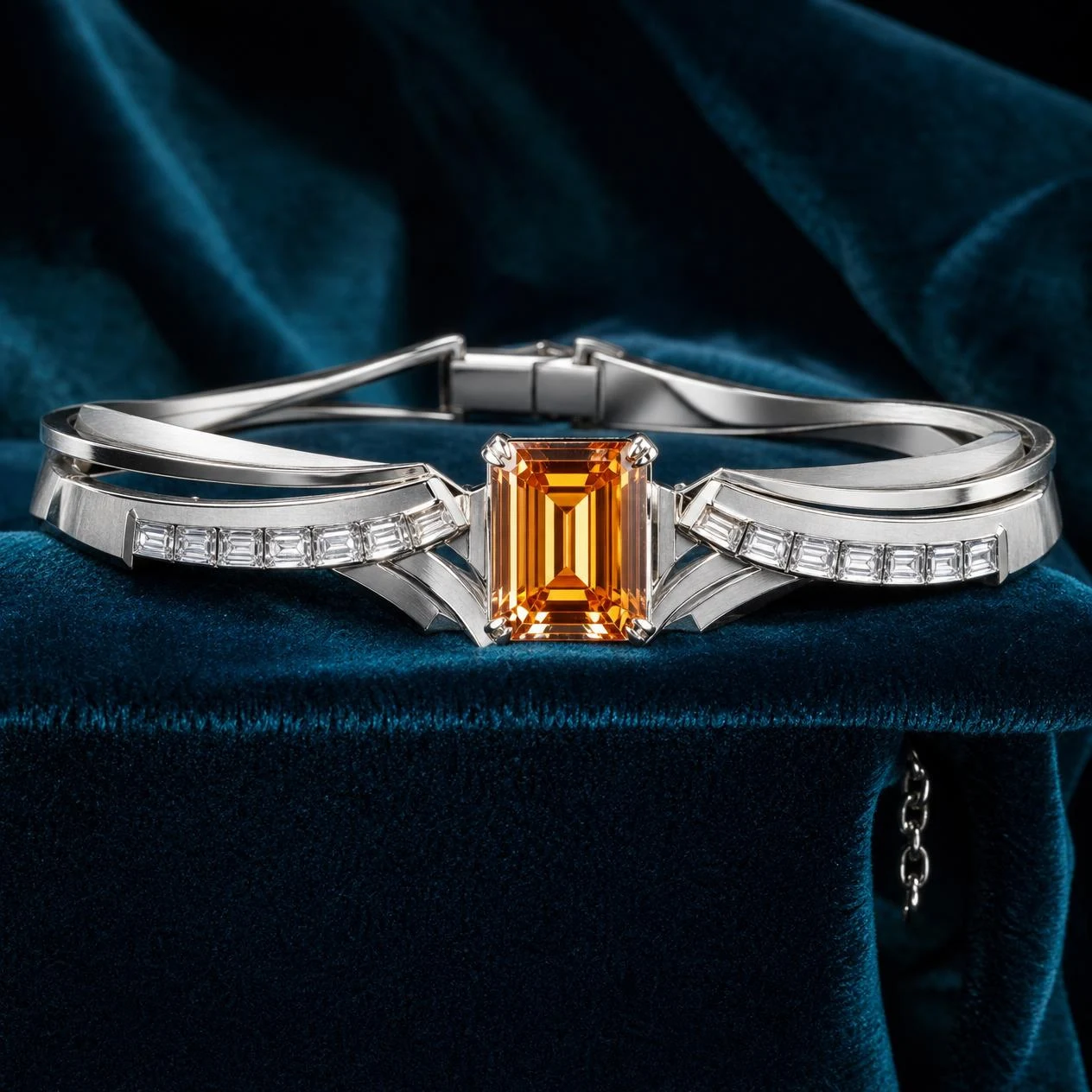 Giada Royale, 2.32 ct tw emerald lab grown diamond bracelet in 18K white gold (front view)