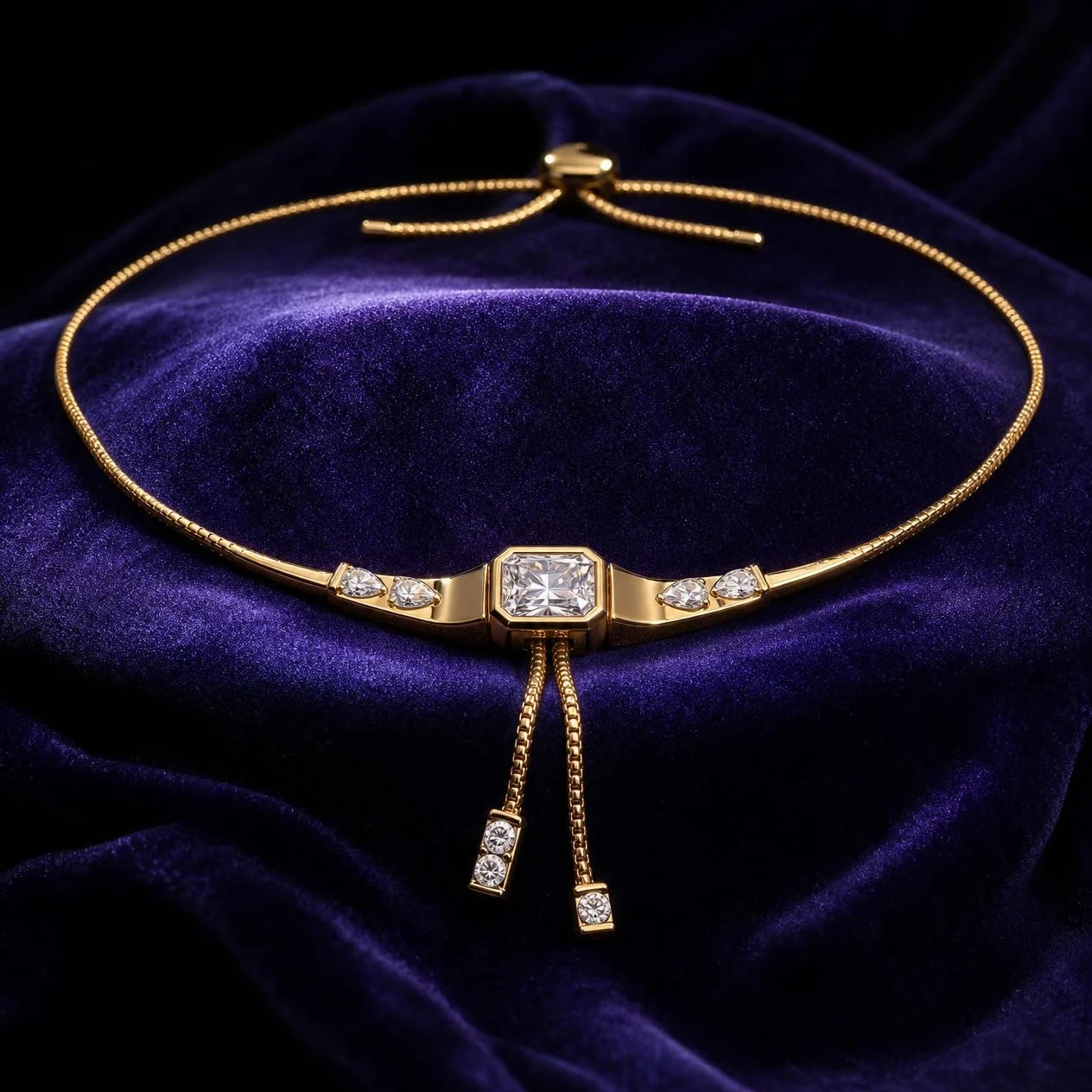 Dolce Pura, 2.86 ct tw radiant lab grown diamond necklace in 18K yellow gold (front view)
